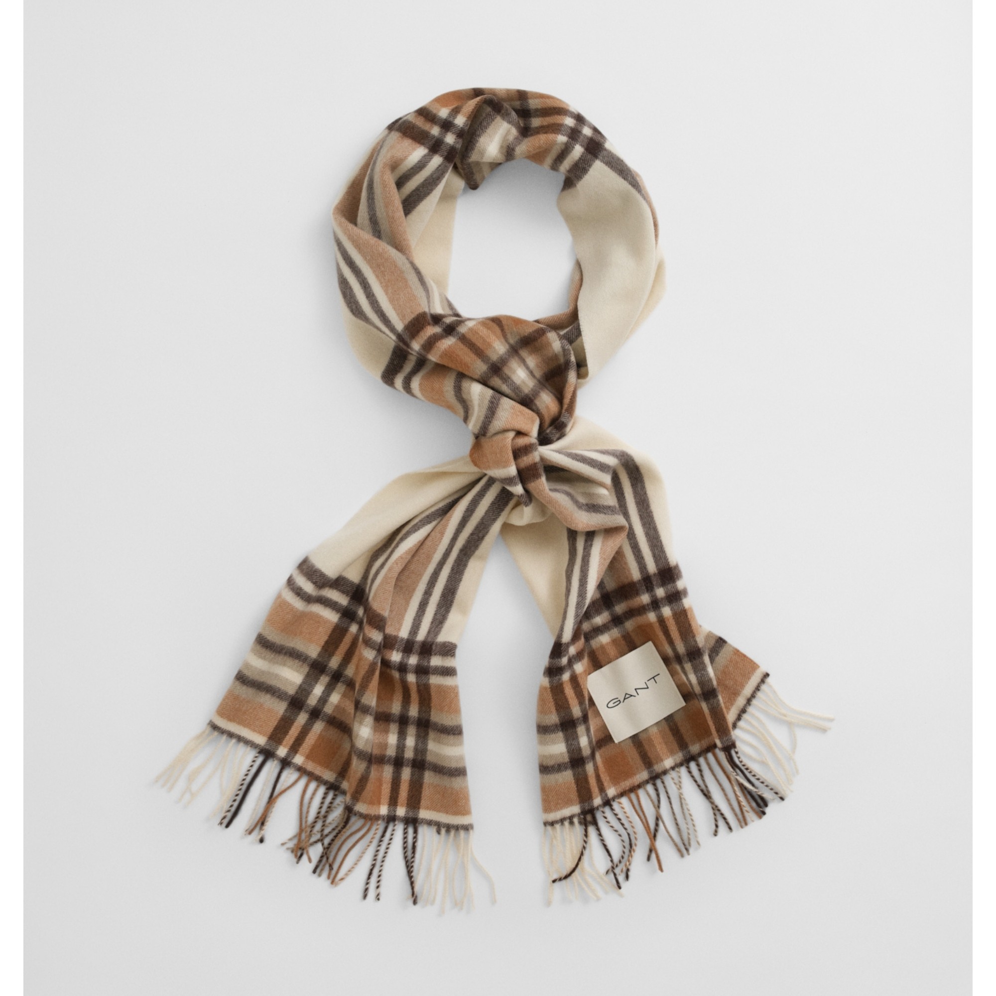 GANT Šalikas moterims, Smėlio, tartan check wool scarf 2