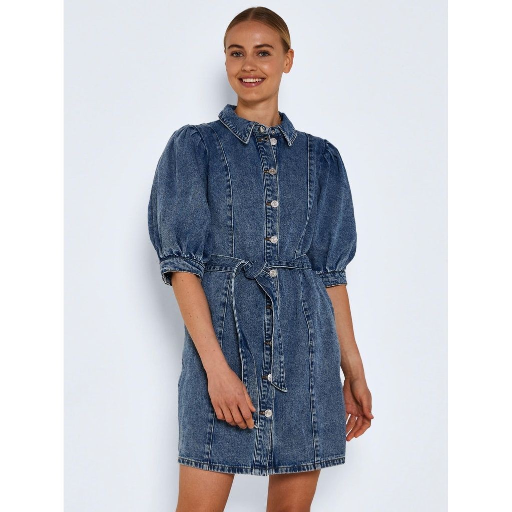 NOISY MAY Mini suknelė moterims, Mėlyna, NMFREYA S/S DNM BELT 2