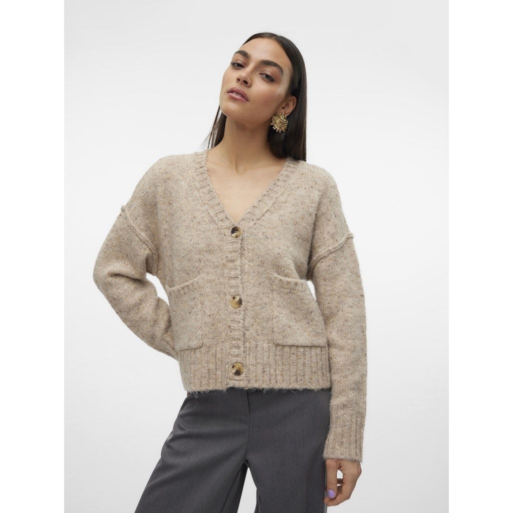 VERO MODA Kardiganas moterims, Smėlio, Ingrid v-neck cardigan 4