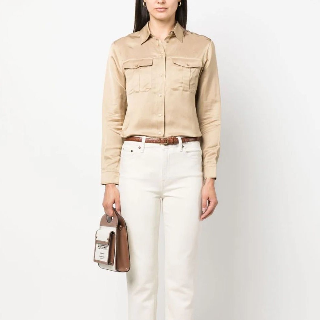 LAUREN RALPH LAUREN Marškiniai ilgomis rankovėmis moterims, Smėlio, Courtenay long sleeve shirt 2