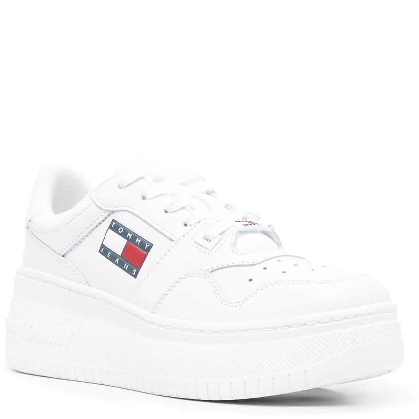 TOMMY JEANS Sportiniai bateliai moterims, Balta, JEANS BASKET WMN PLAT. 1