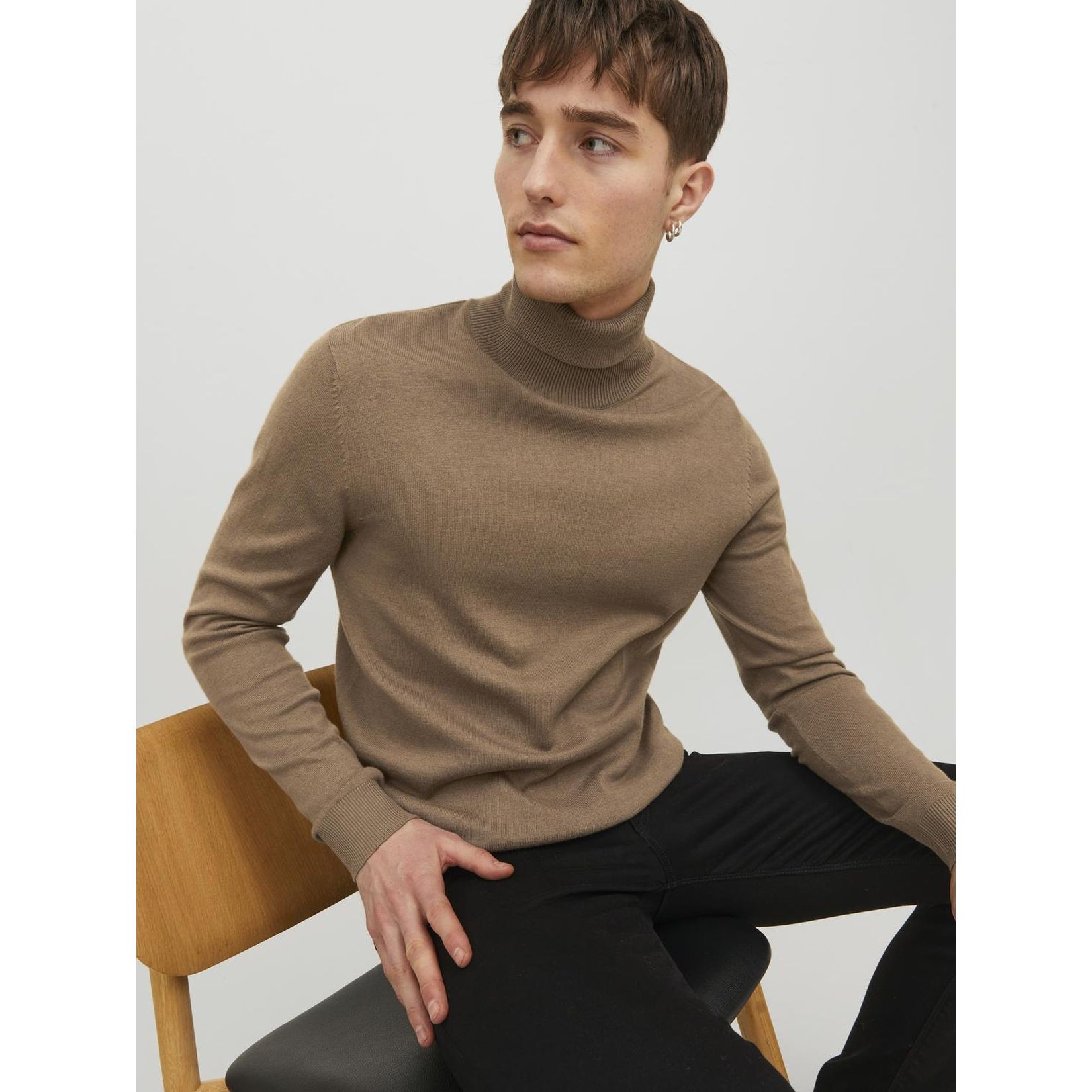 JACK & JONES Megztinis vyrams, Chaki, JJEEMIL KNIT ROLL NECK 2