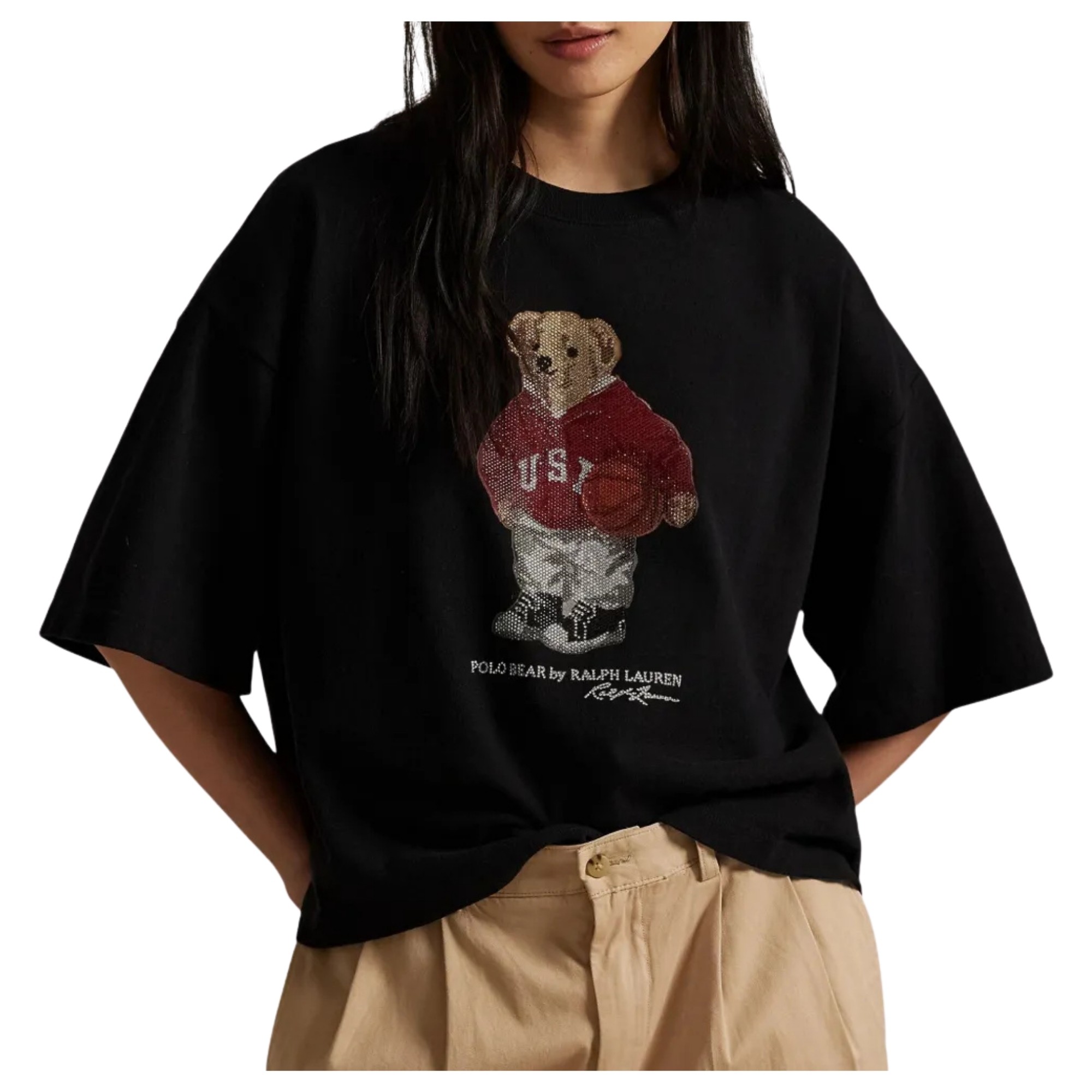 POLO RALPH LAUREN Marškinėliai trump. rankovėmis moterims, Juoda, Knit t shirt 2