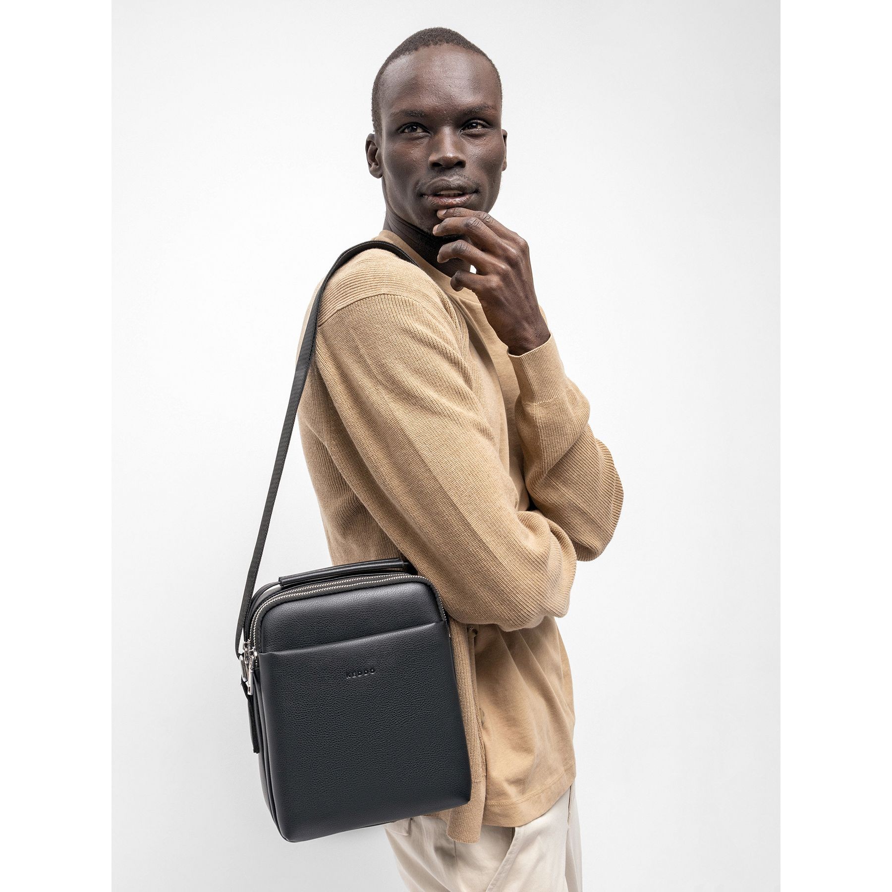 KEDDO Rankinė per petį vyrams, Juoda, Crossbody 5