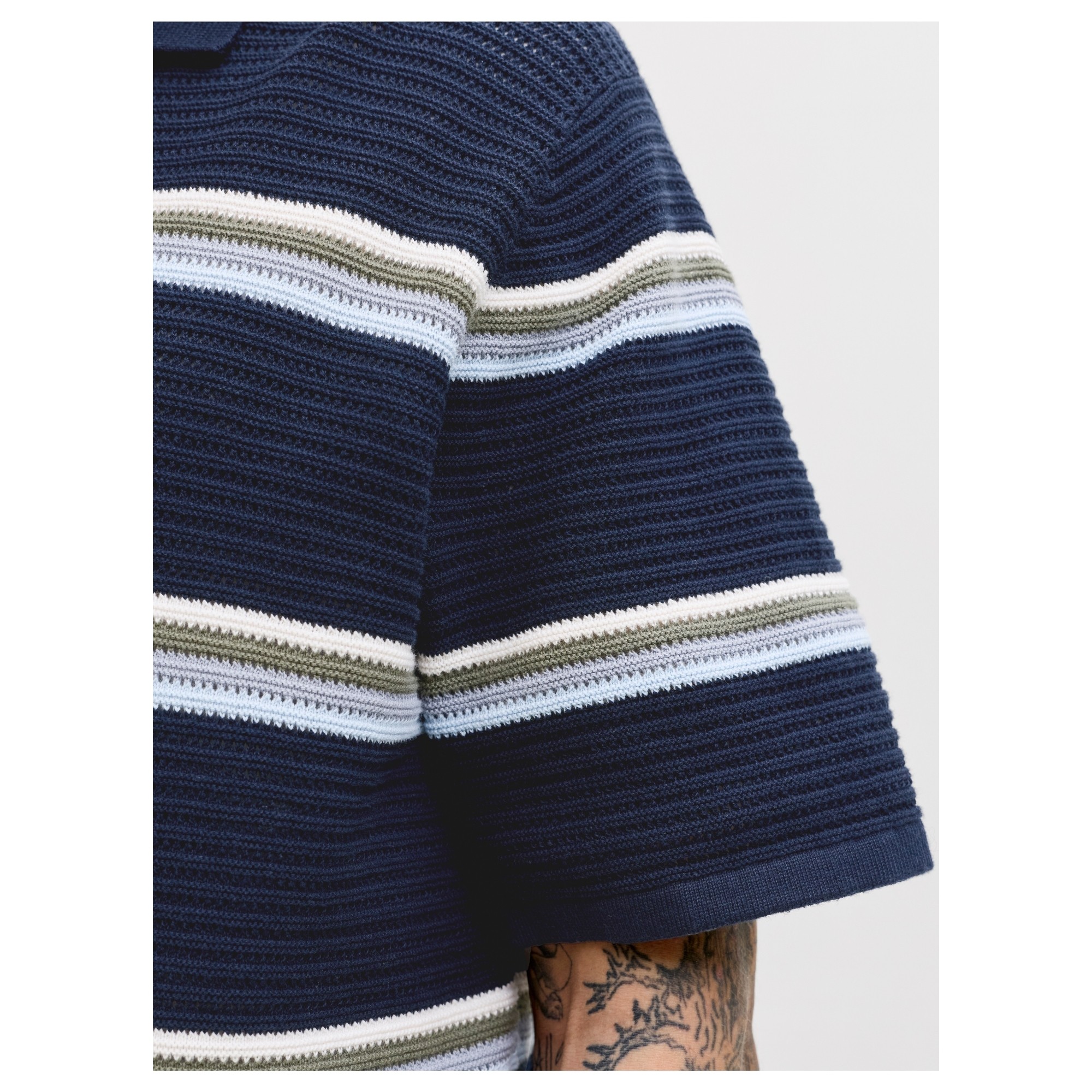 JACK & JONES Megzta palaidinė vyrams, Marga, Maine Knit stripe polo 2