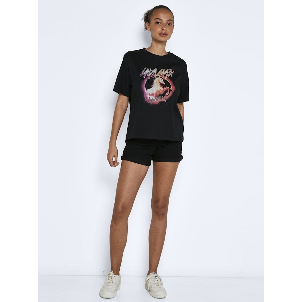 NOISY MAY Marškinėliai moterims, Juoda, NMSTEFFI S/S LADY GAG 3