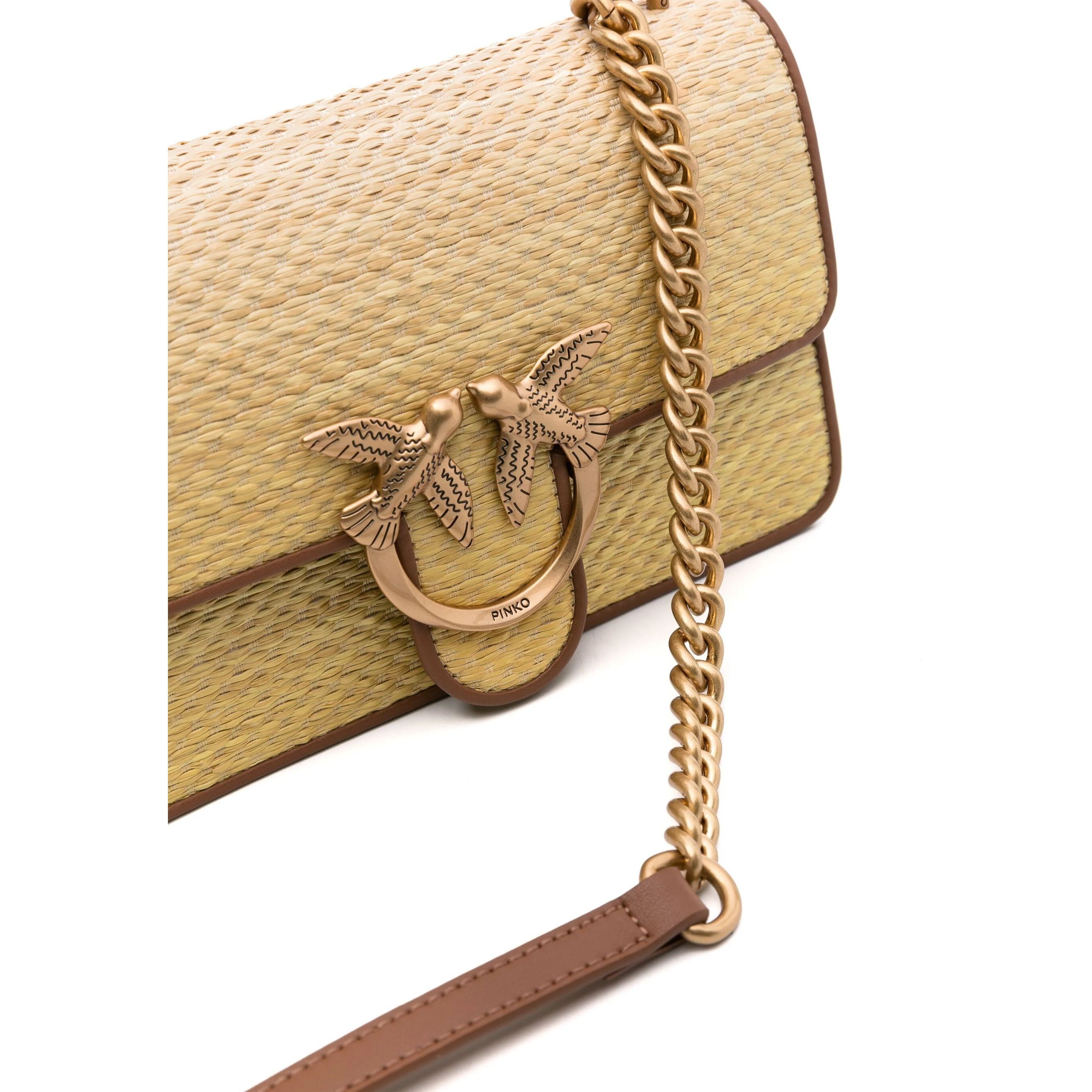 PINKO Rankinė per petį moterims, Ruda, Mini love one crossbody bag 3