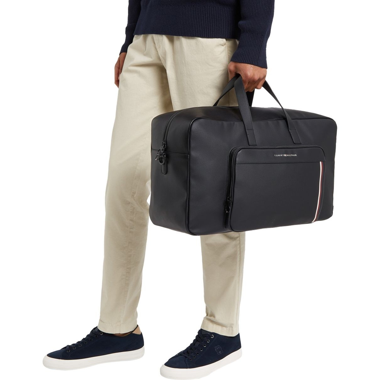 TOMMY HILFIGER Rankinė, krepšys vyrams, Juoda, Pique duffle 5