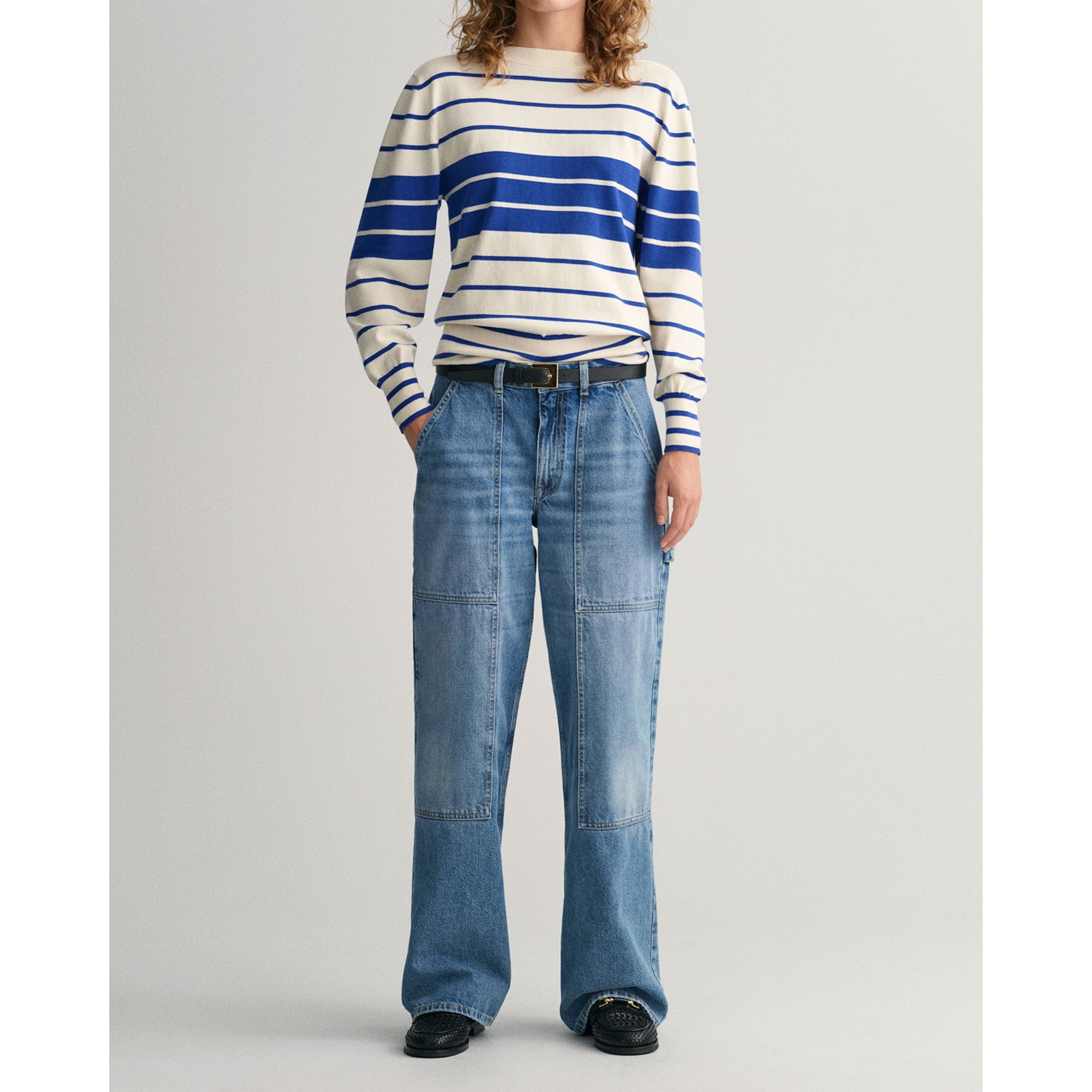 GANT Megztinis moterims, Mėlyna, BLOCK STRIPE BOAT 4