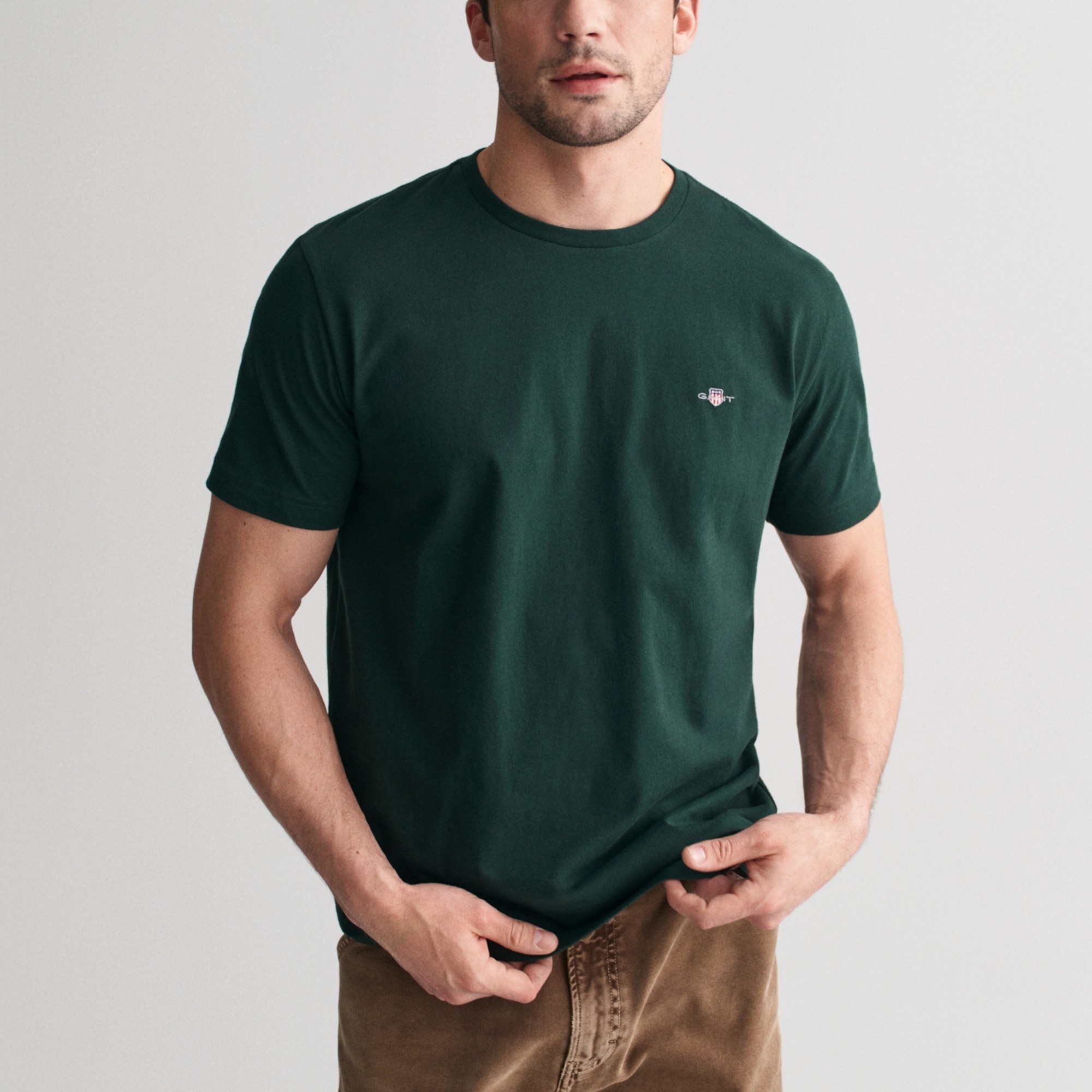 GANT Marškinėliai trump. rankovėmis vyrams, Žalia, reg shield ss t-shirt 2