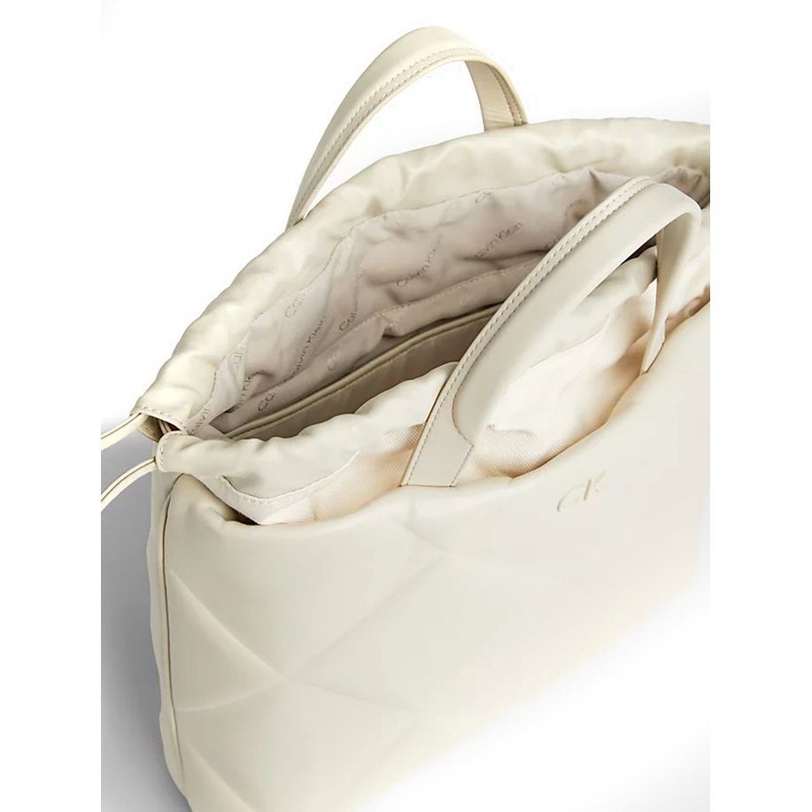 CALVIN KLEIN Pirkinių krepšys moterims, Smėlio, Quilt large shopper tote bag 4