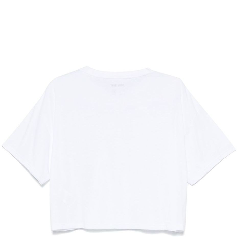 DKNY Palaidinės moterims, Balta, Logo cropped boxy tee 2