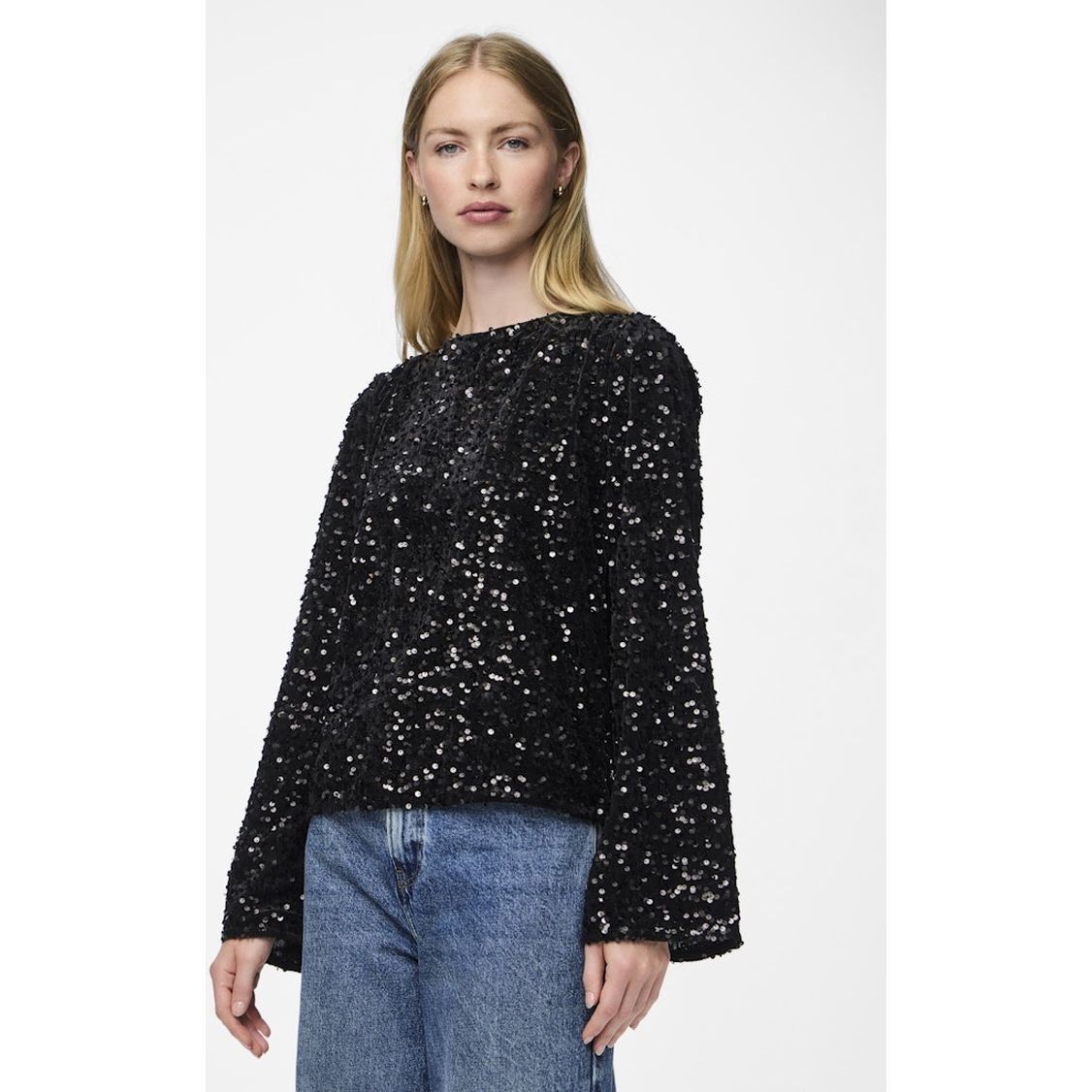 PIECES Palaidinės moterims, Juoda, Kam deep back bow top 3