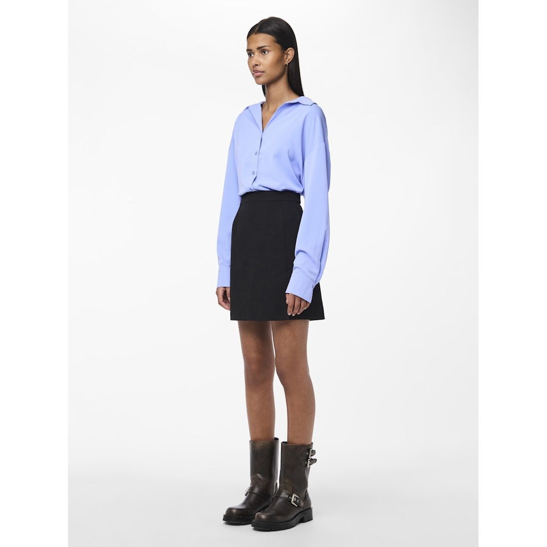 PIECES Mini sijonas moterims, Juoda, Bozzy slit skirt 3