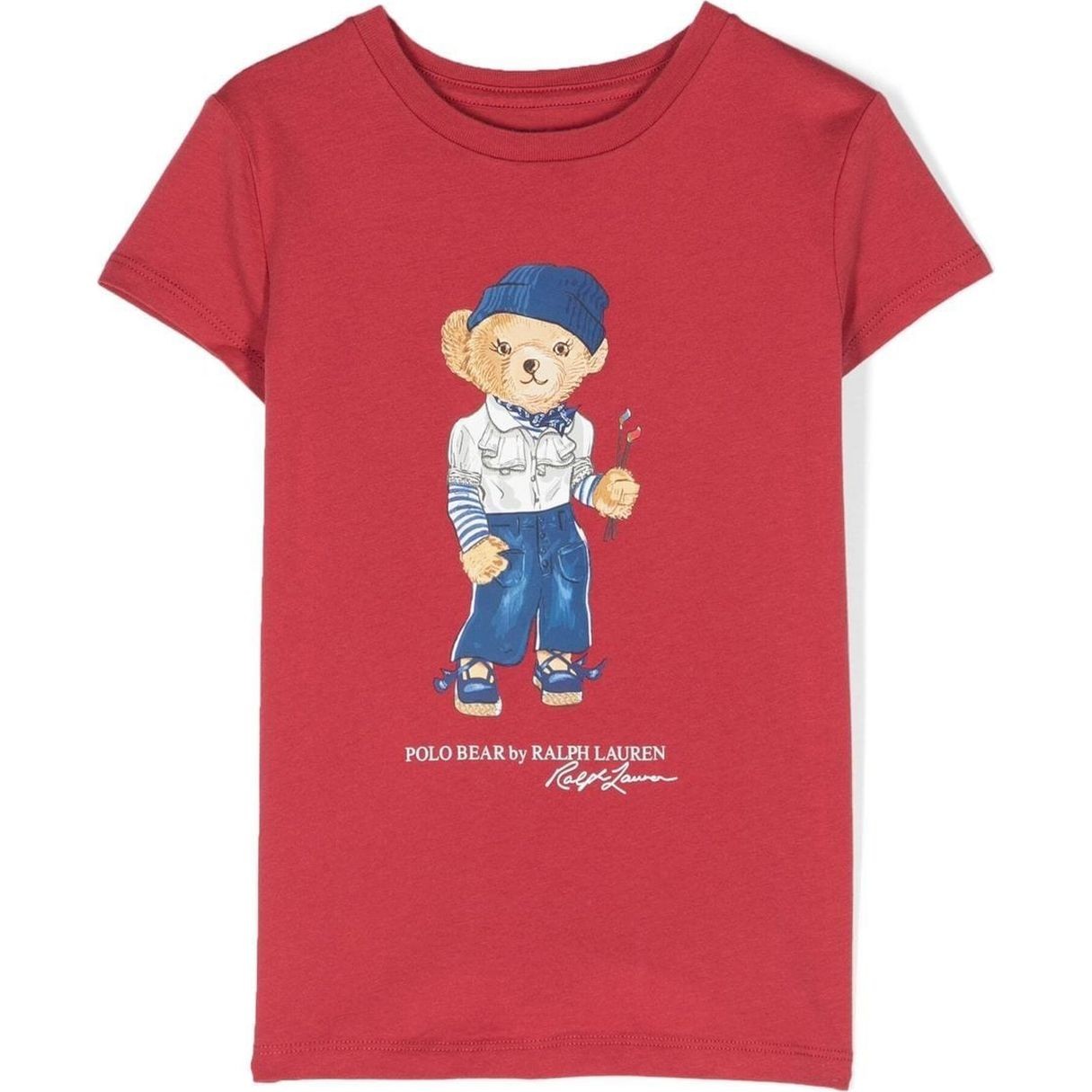 RALPH LAUREN KIDS Marškinėliai trump. rankovėmis mergaitėms, Raudona, Polo bear jersey tee (2-6x) 2