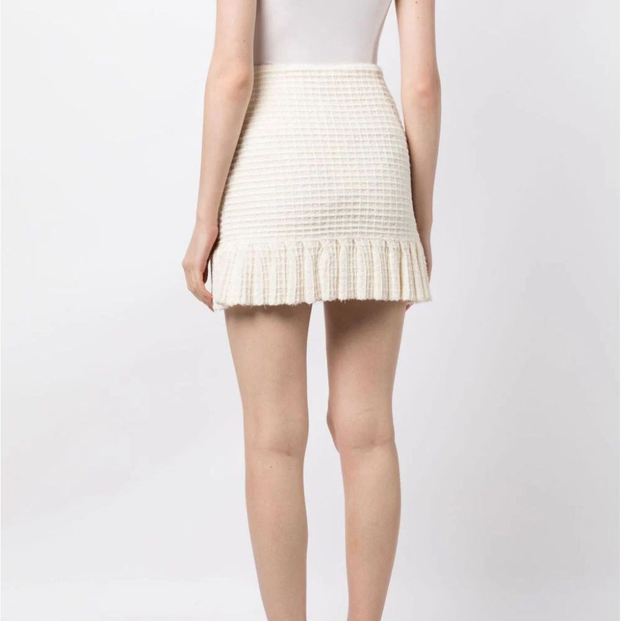 SELF PORTRAIT Midi sijonas moterims, Kūno, Sequin textured knit skirt 4