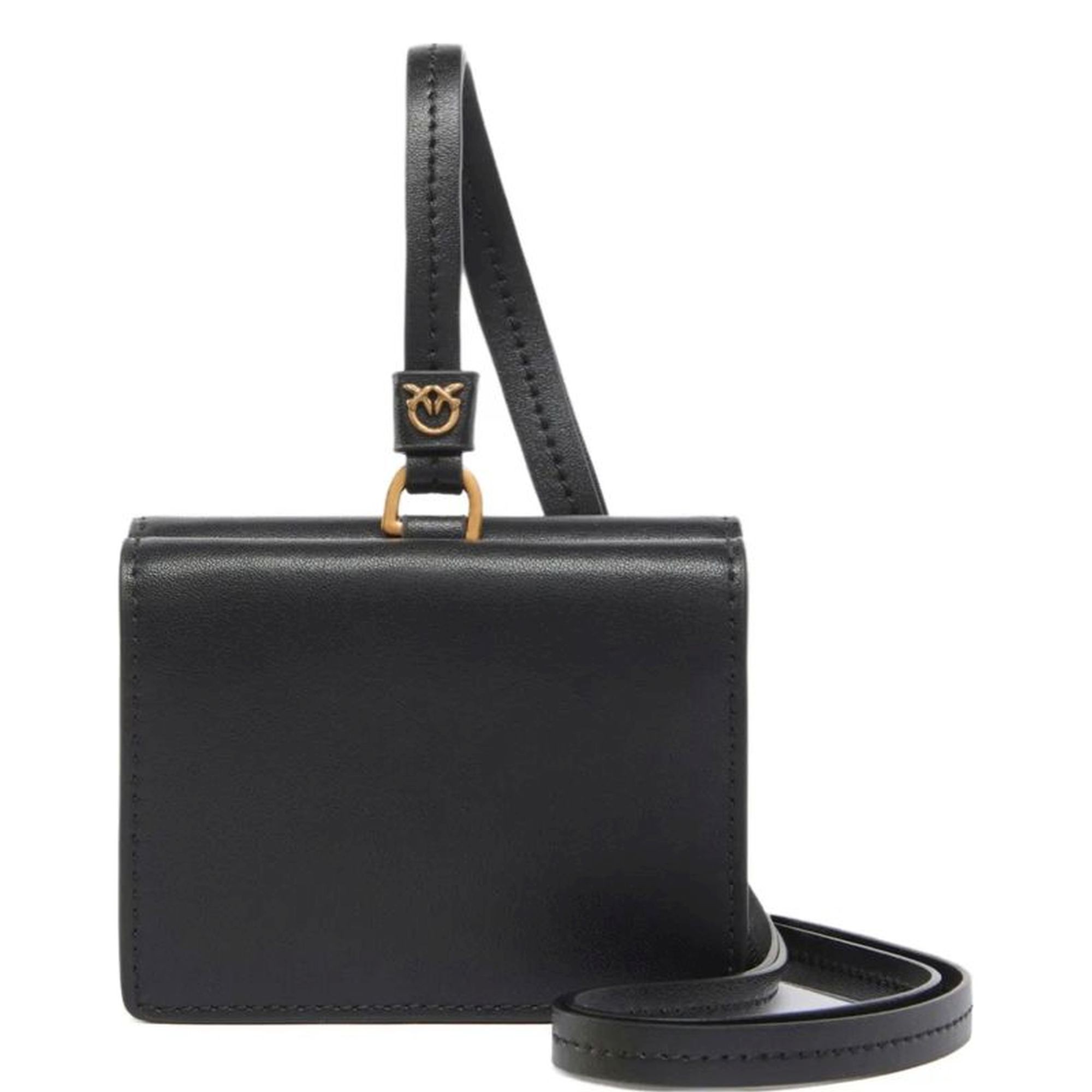 PINKO Piniginė moterims, Juoda, Charm wallet vitello seta 1