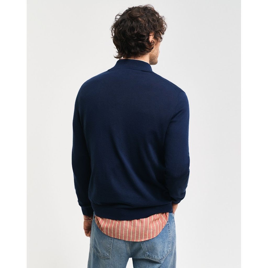 GANT Polo marškiniai ilgos rank. vyrams, Mėlyna, Extrafine merino wool polo 3