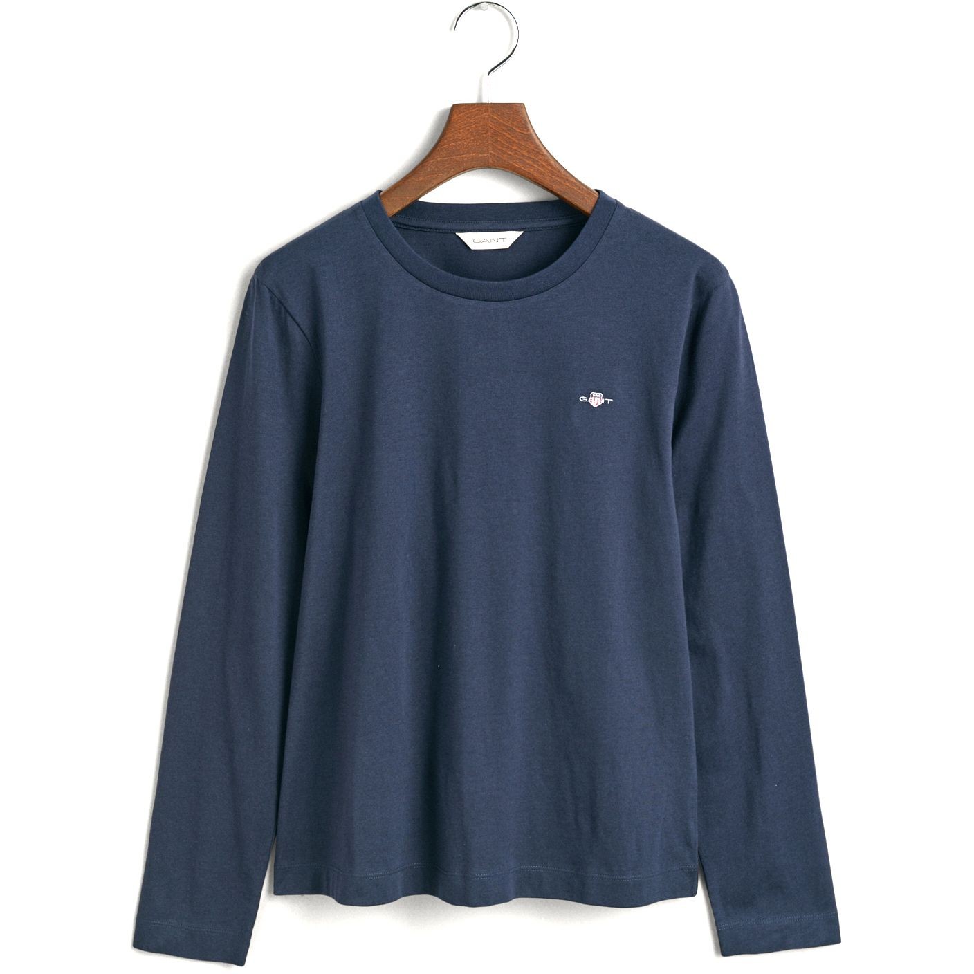 GANT Marškinėliai ilgom. rankovėmis moterims, Mėlyna, reg shield ls t-shirt 1