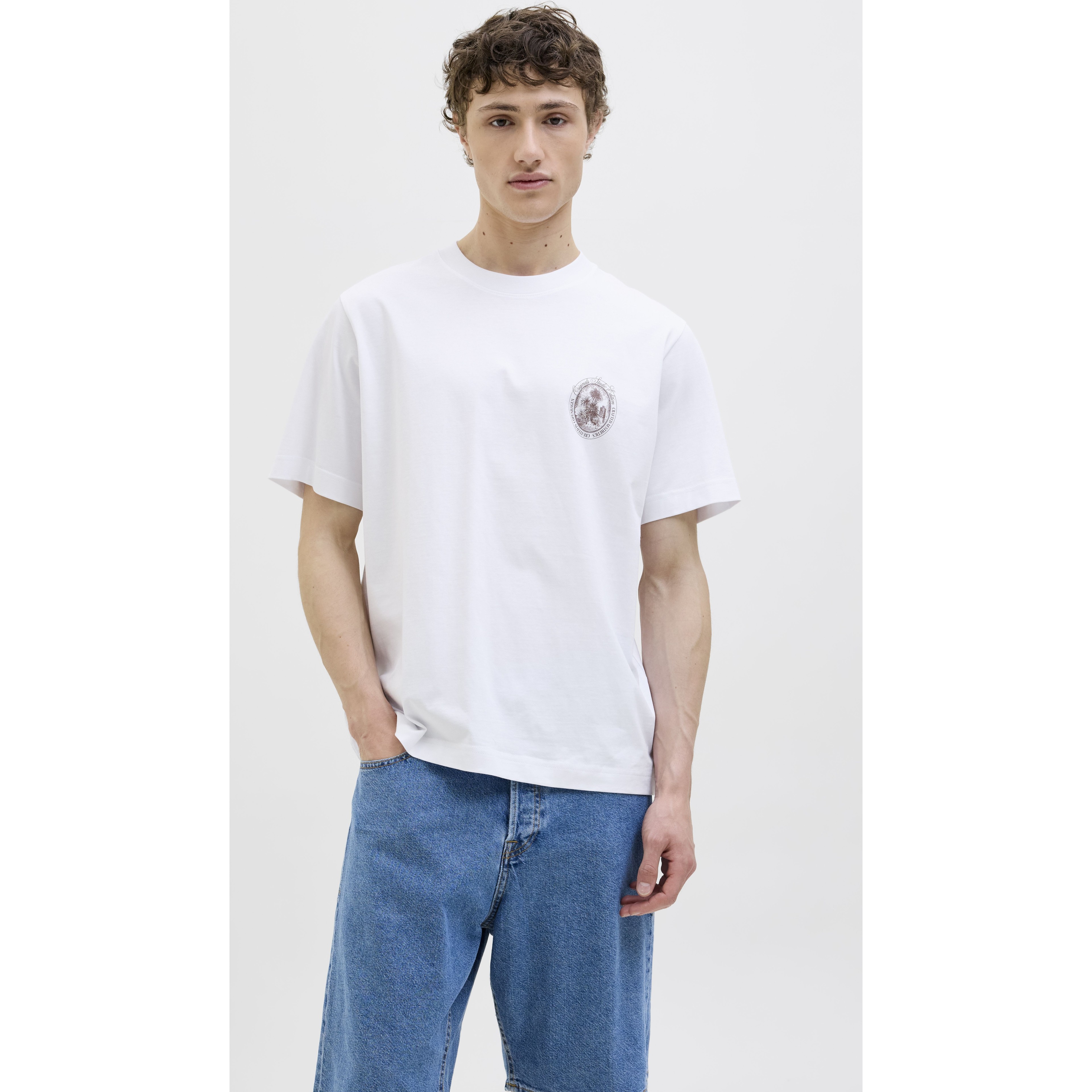 JACK & JONES Marškinėliai vyrams, Balta, Hydra back tee 3