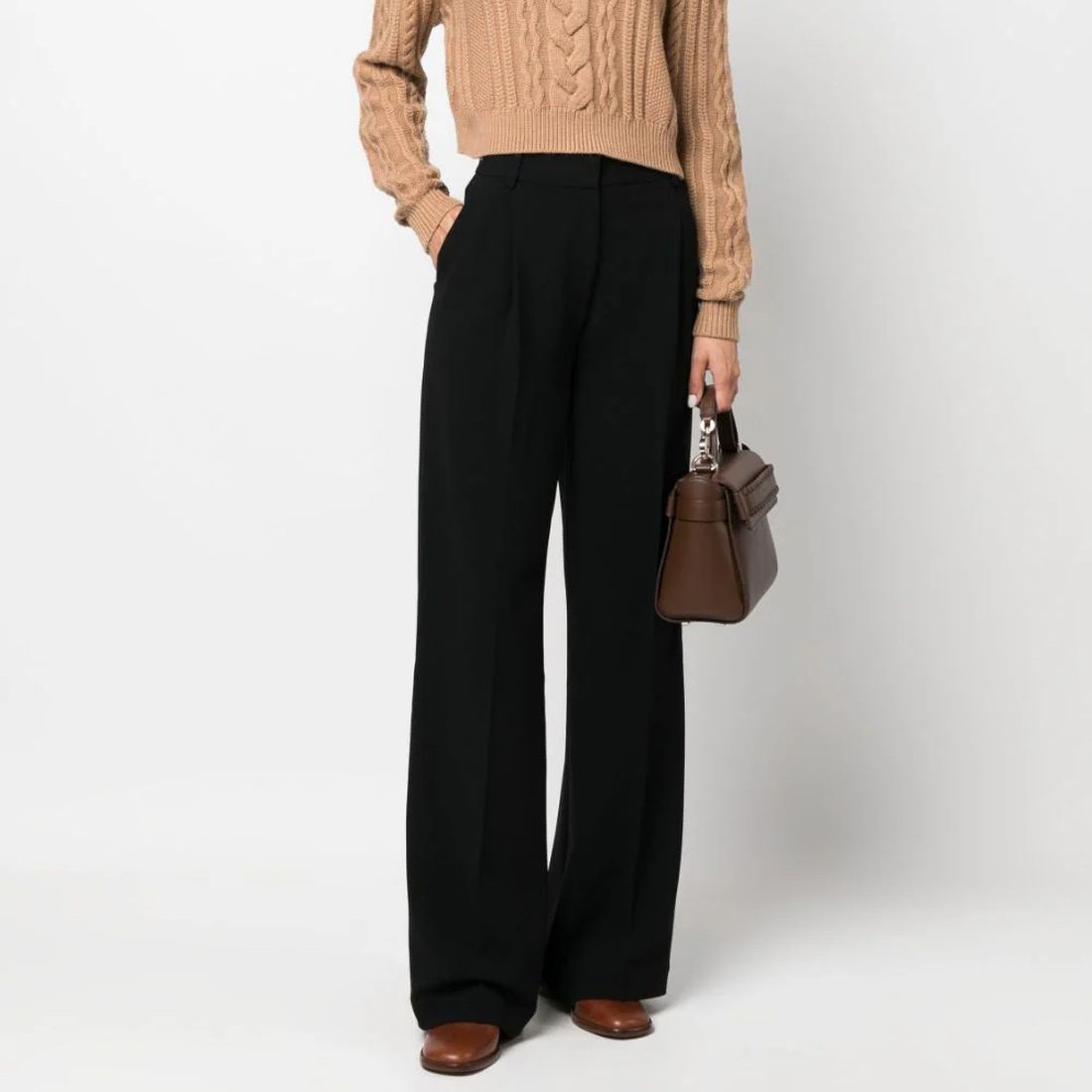 MICHAEL KORS Platūs džinsai moterims, Juoda, Pleated wide leg pant 2