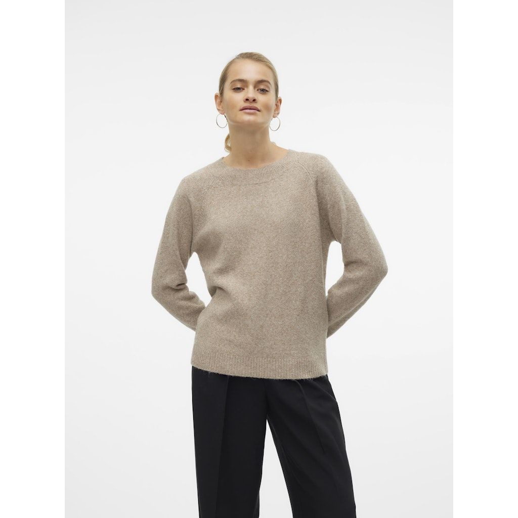VERO MODA Megztinis moterims, Smėlio, VMDOFFY LS O-NECK BL 2