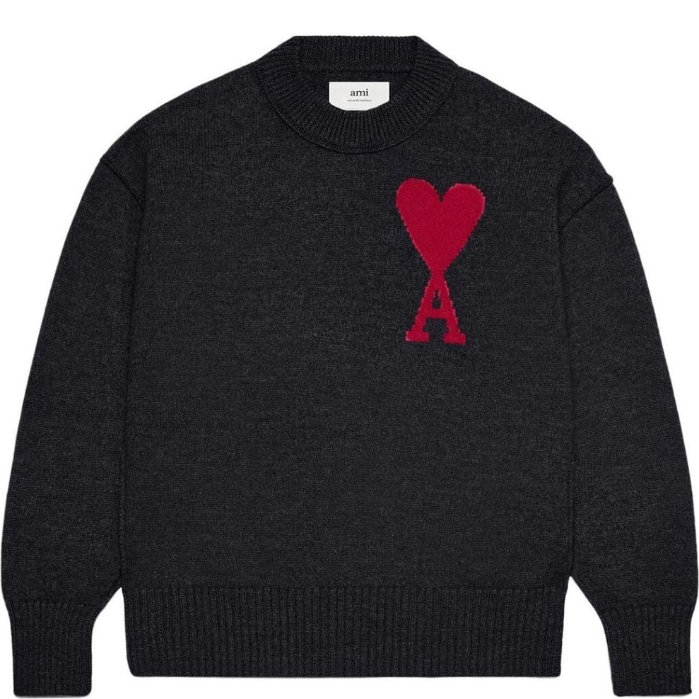 AMI PARIS Megztinis, Juoda, Red adc sweater 1