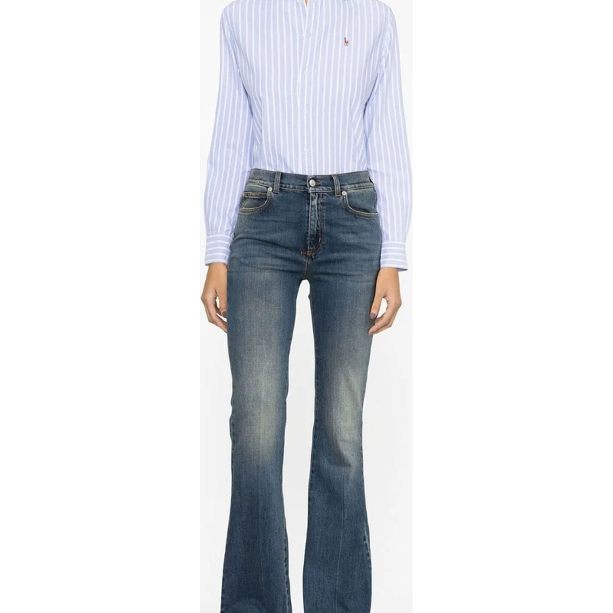 POLO RALPH LAUREN Marškiniai ilgomis rankovėmis moterims, Mėlyna, Long sleeve button front shirt 2