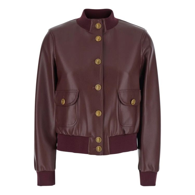 TWINSET Odinė striukė moterims, Vyšninė, Leather jacket  1