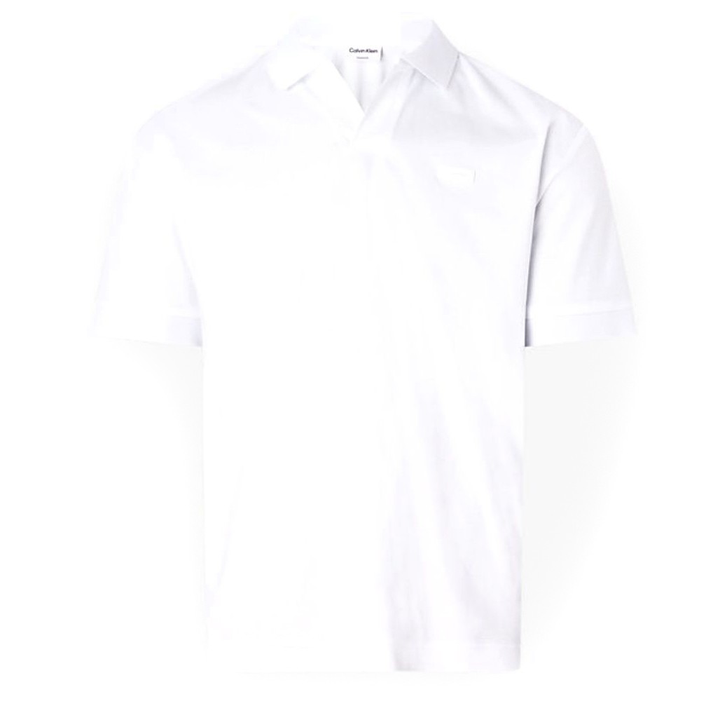 CALVIN KLEIN Polo marškiniai trumpos rank. vyrams, Balta, Smooth cotton placket polo 1