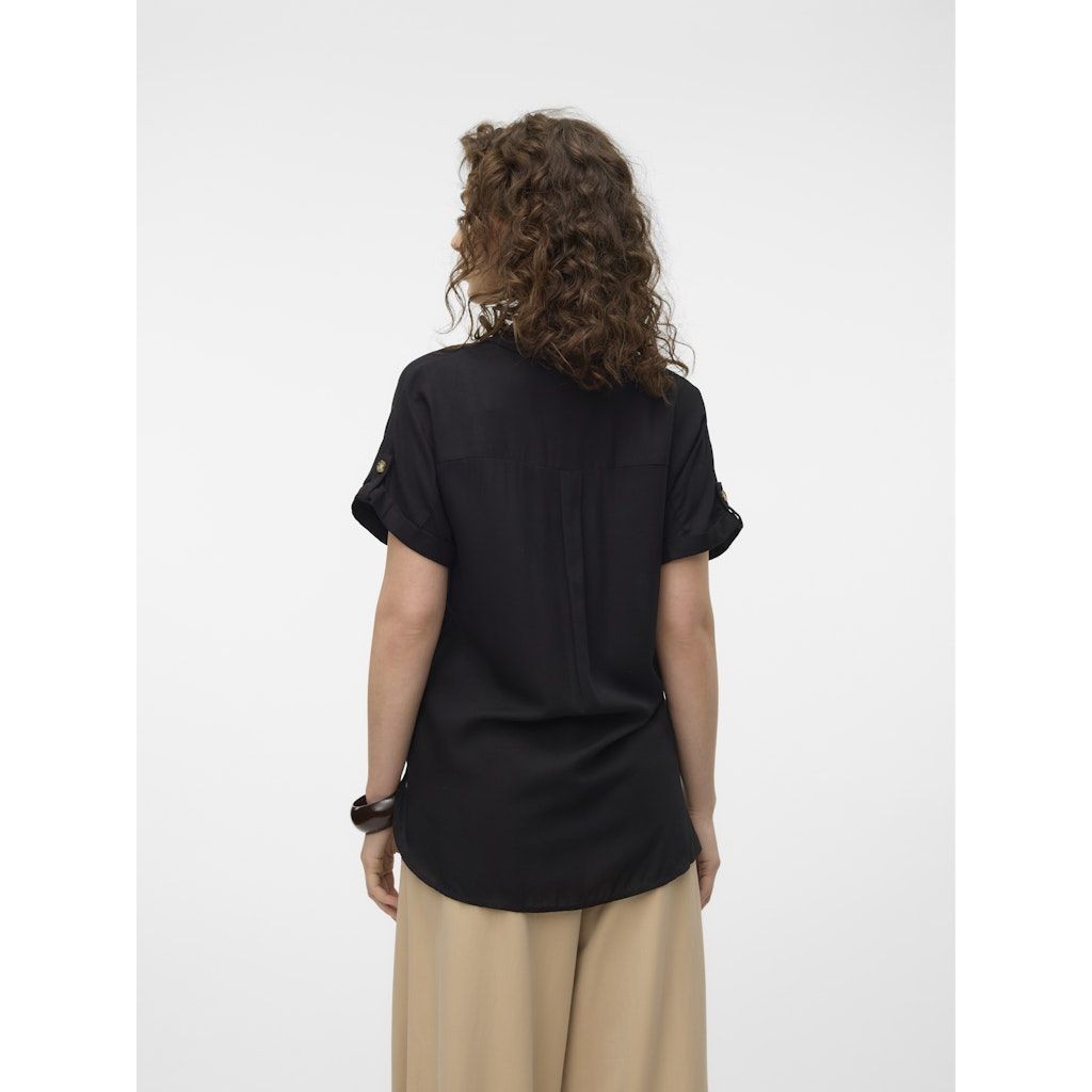 VERO MODA Marškiniai trump. rankovėmis moterims, Juoda, Bumpy shirs 6