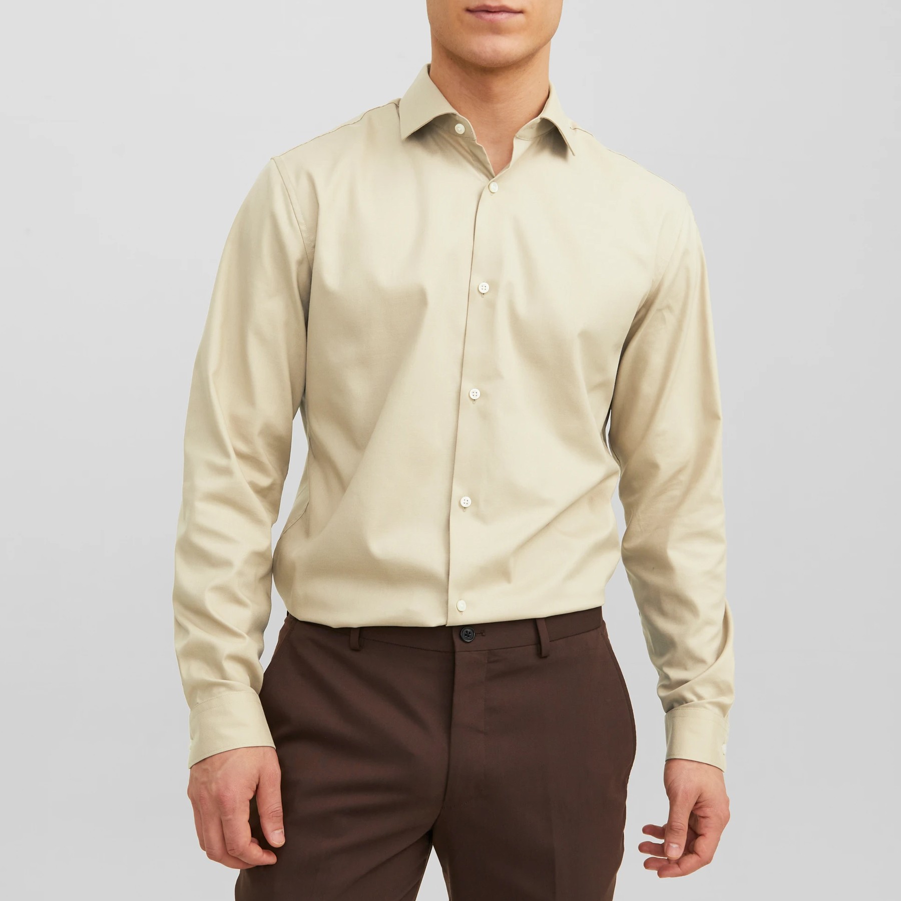 JACK & JONES Marškiniai vyrams, Smėlio, Jprblaparkshirts 2