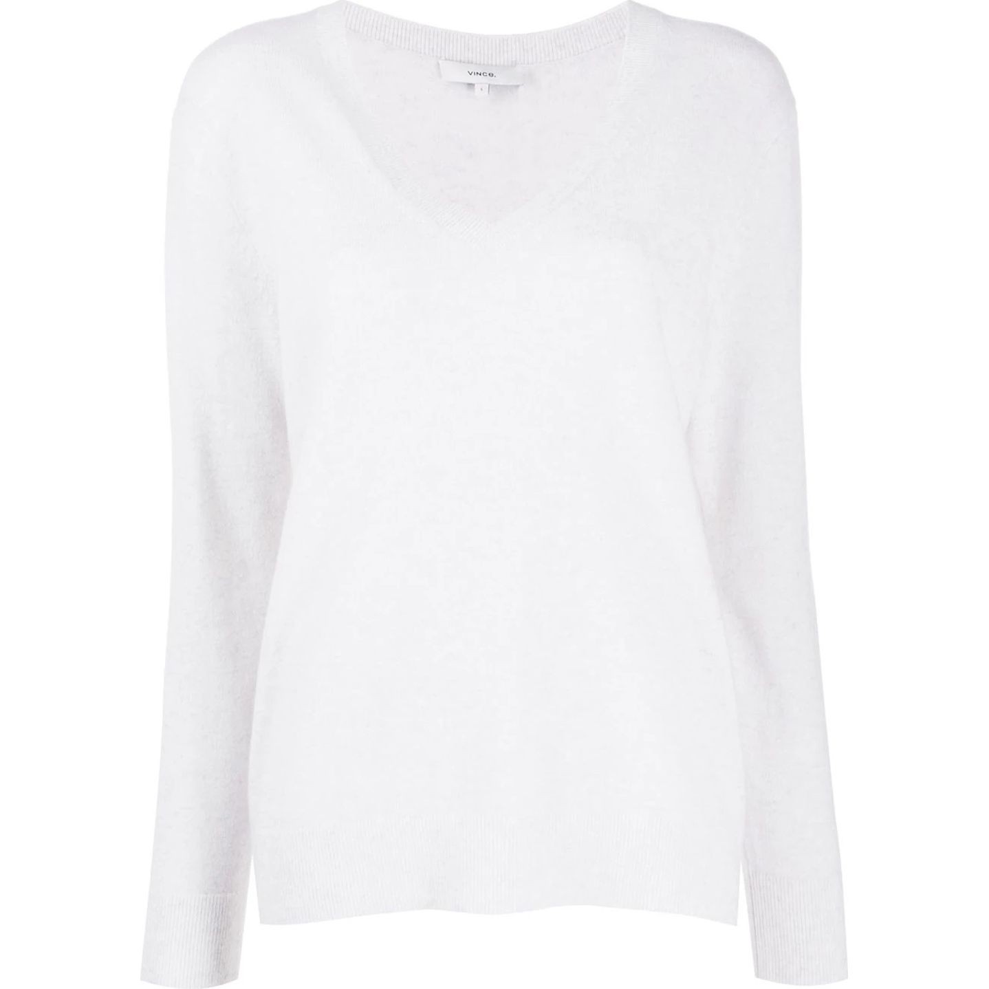 VINCE Megztinis su V apykakle moterims, Balta, Weekend v-neck