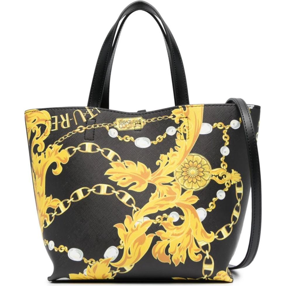 VERSACE JEANS CUTURE Pirkinių krepšys moterims, BLACK/GOLD, Reversible shopping bag 1