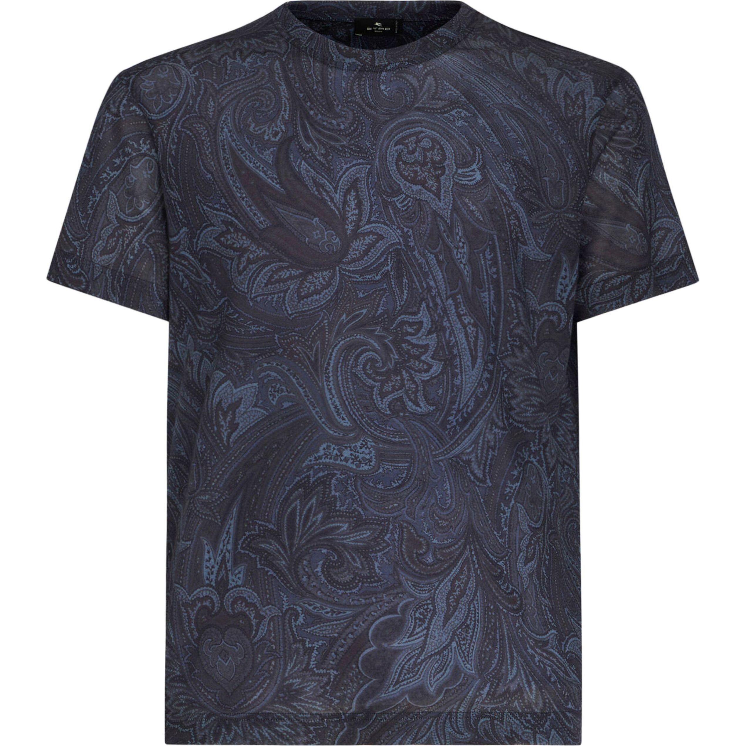 ETRO Marškinėliai trump. rankovėmis vyrams, Mėlyna, Print short-sleeve t-shirt 1