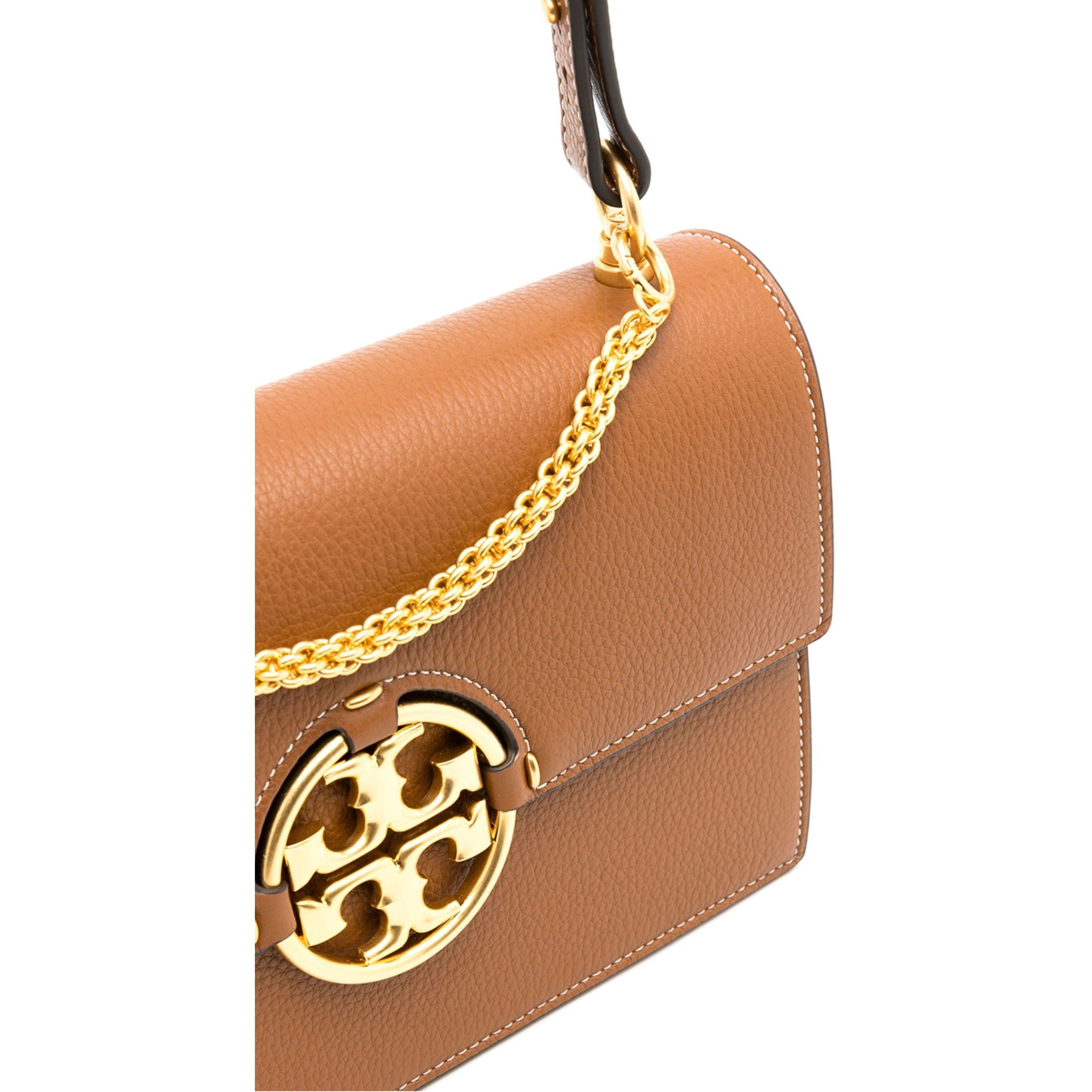 TORY BURCH Rankinė per petį moterims, Ruda, Miller flap shoulder bag 3