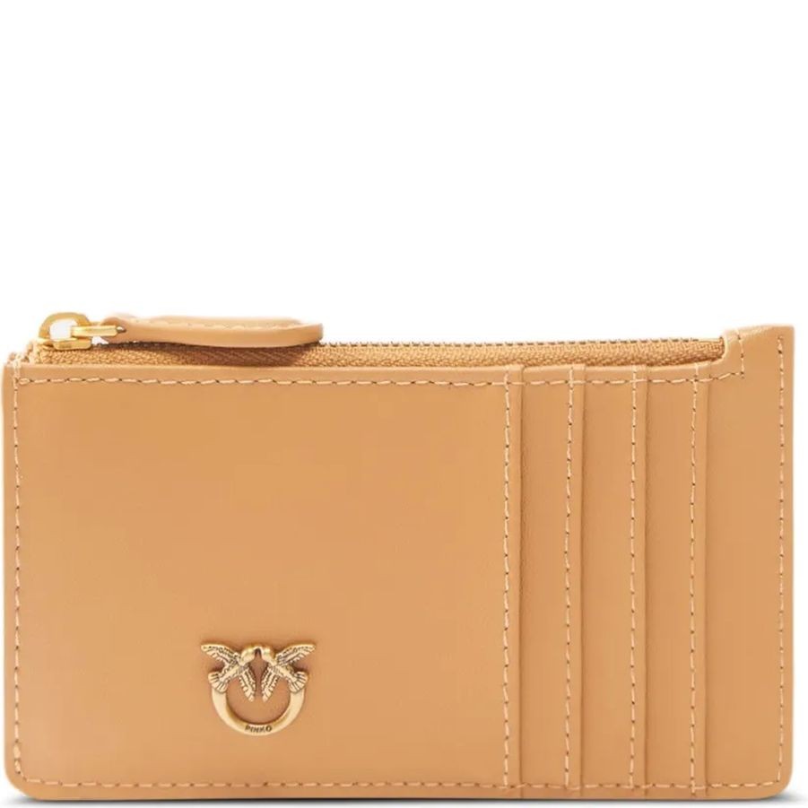 PINKO Kortelių dėklas moterims, Ruda, Quilted cardholder 1