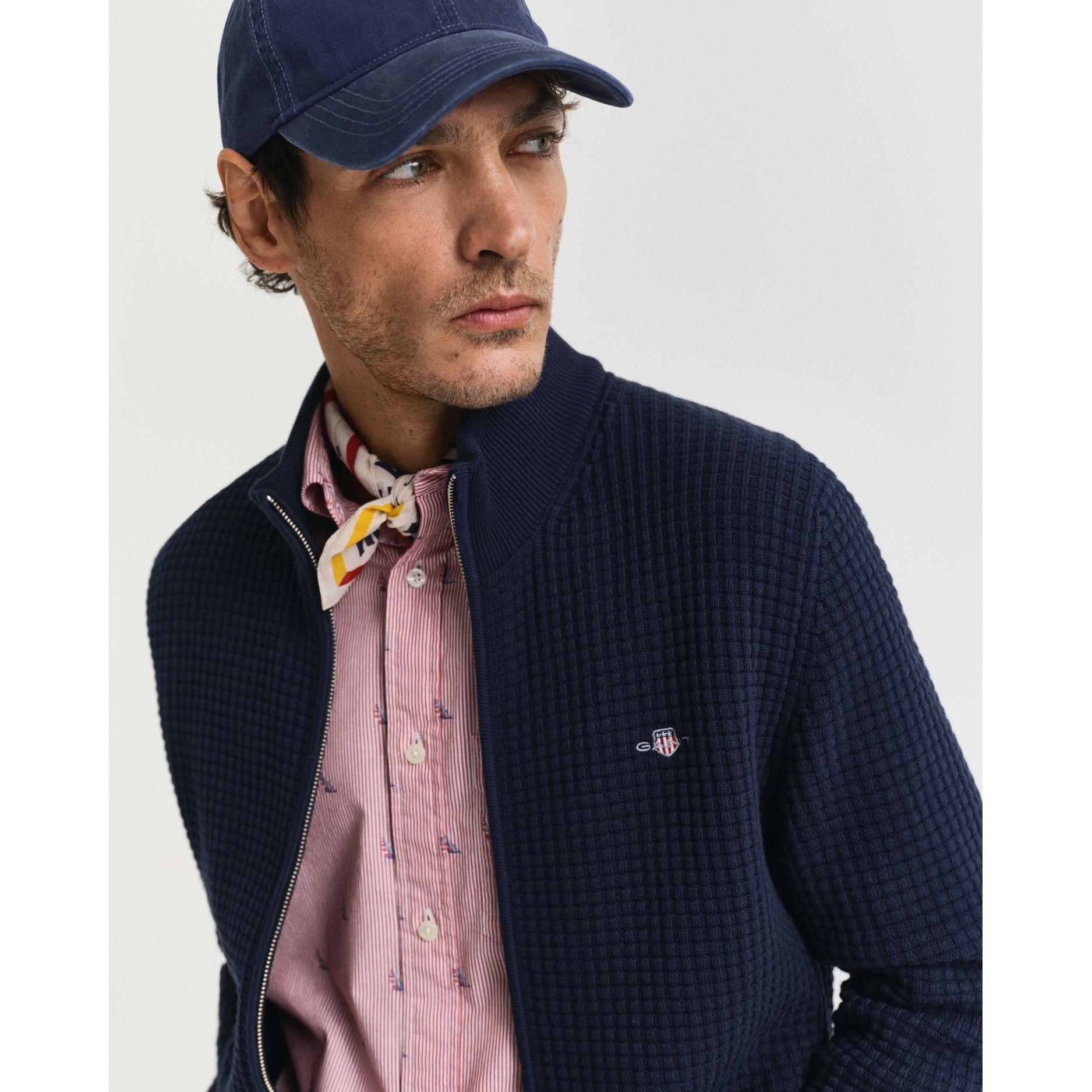 GANT Kardiganas vyrams, Mėlyna, zipped textured cotton 4