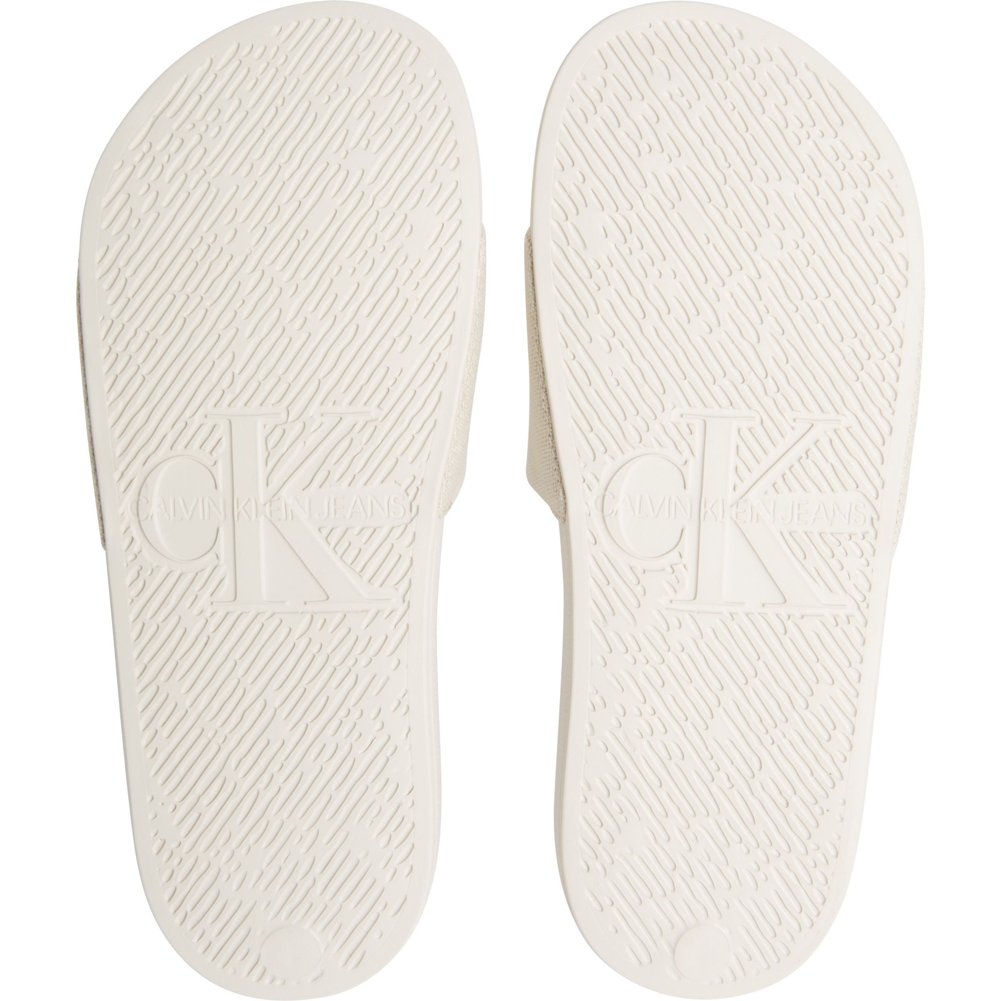 CALVIN KLEIN JEANS Guminės šlepetės moterims, Smėlio, Slide monogram 5