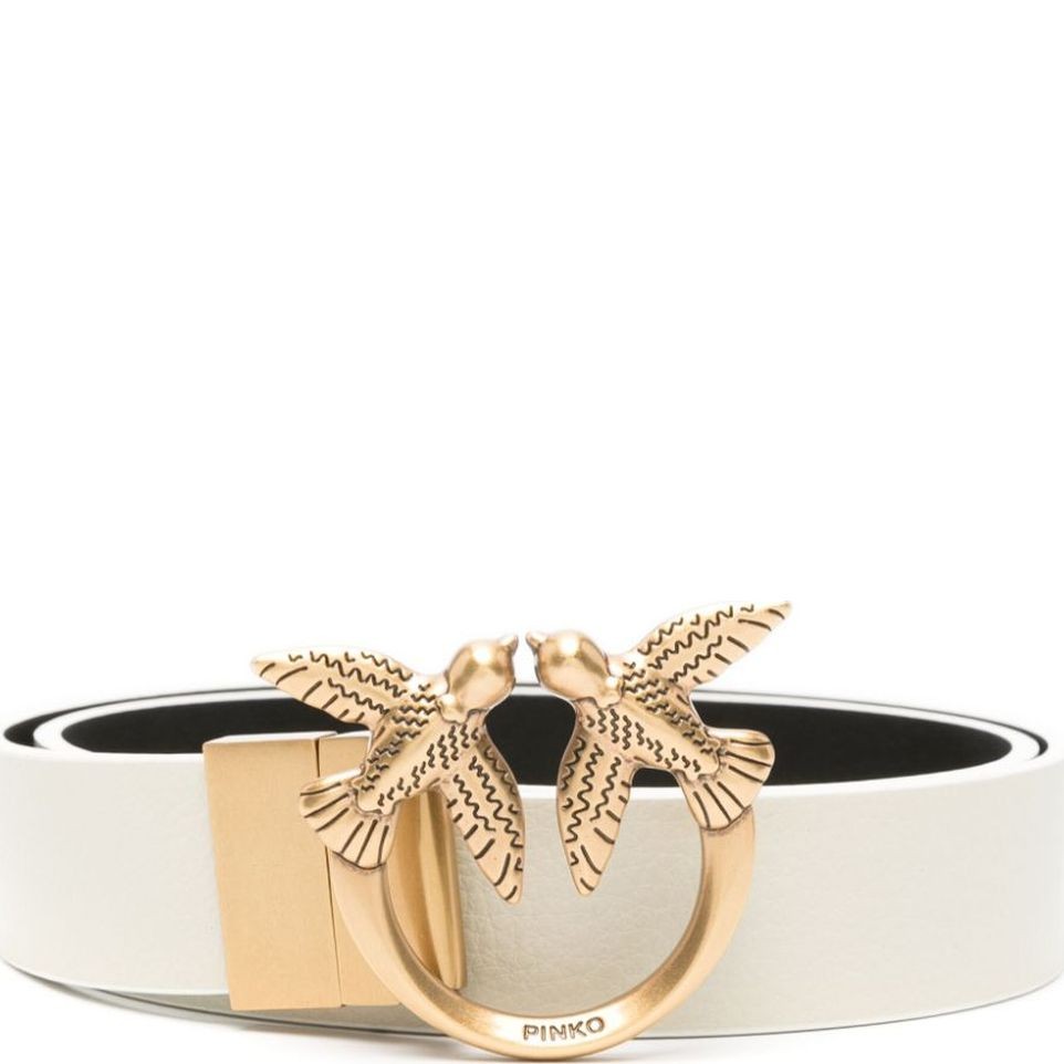 PINKO Diržas moterims, Balta, Love birds-buckle belt 1