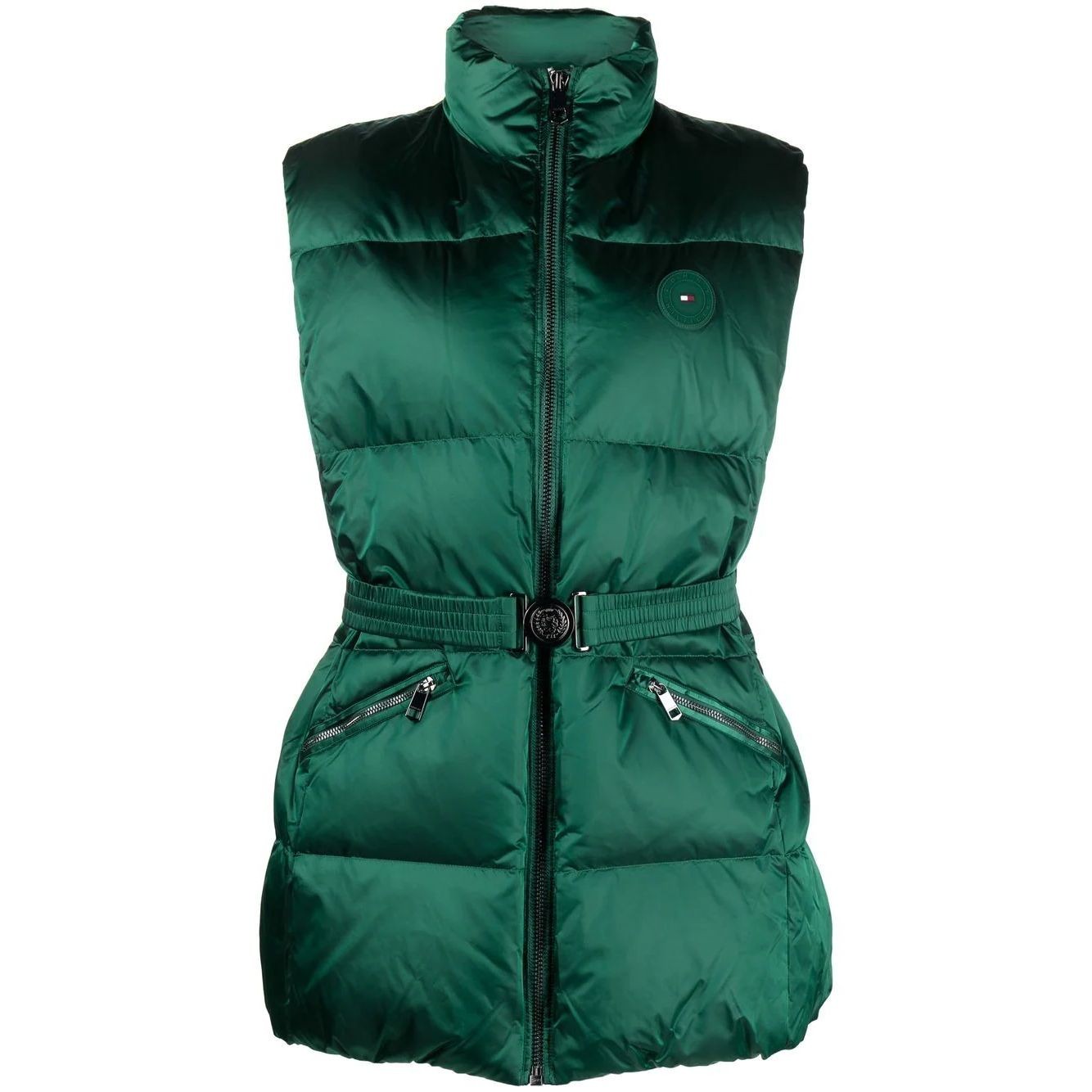 TOMMY HILFIGER Pūkinė liemenė moterims, Žalia, Two tone statement puffer vest 1 TOMMY HILFIGER Pūkinė liemenė moterims, Žalia, Two tone statement puffer vest 1