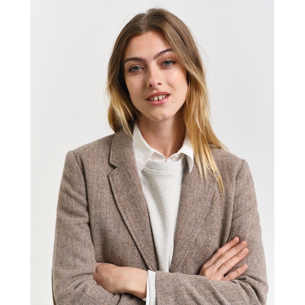 GANT Švarkas moterims, Ruda, Reg herringbone short blazer 4