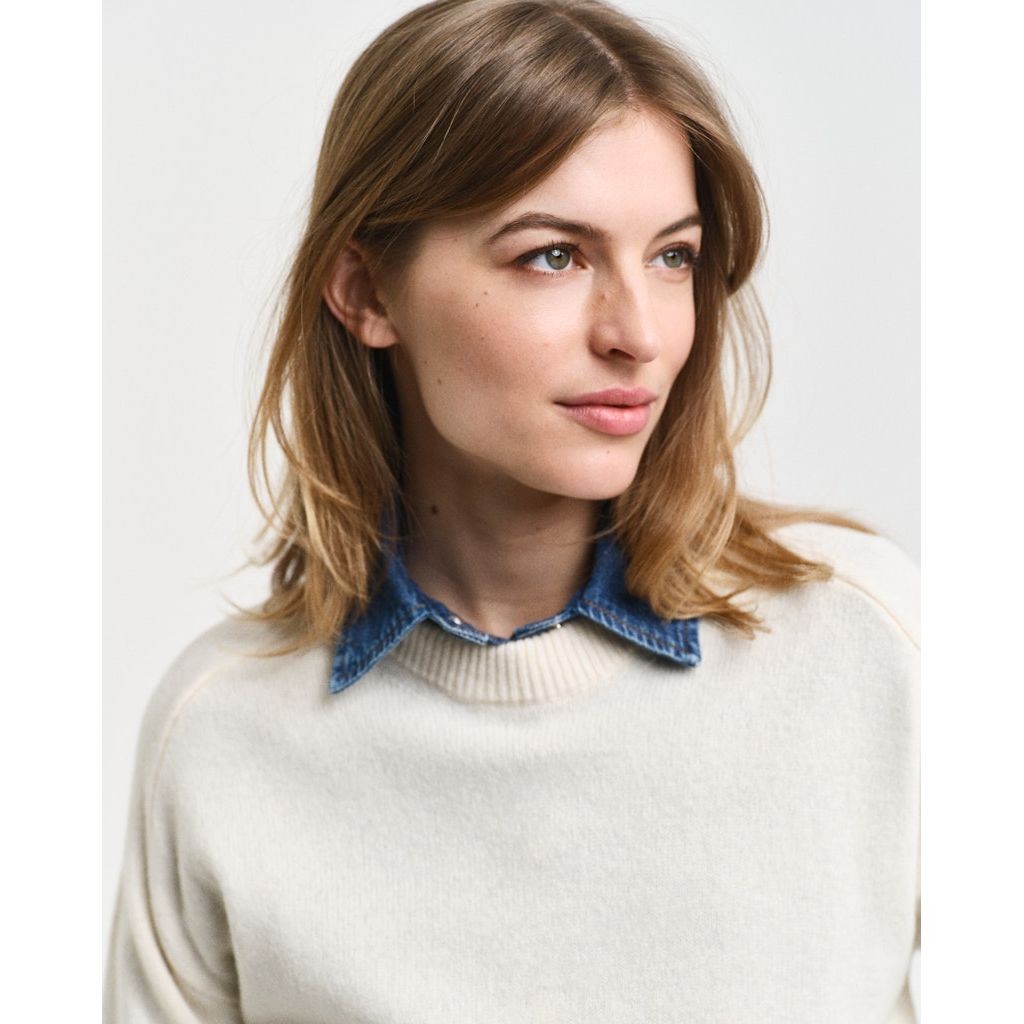 GANT Megztinis moterims, Smėlio, Herringbone detail sweater 4