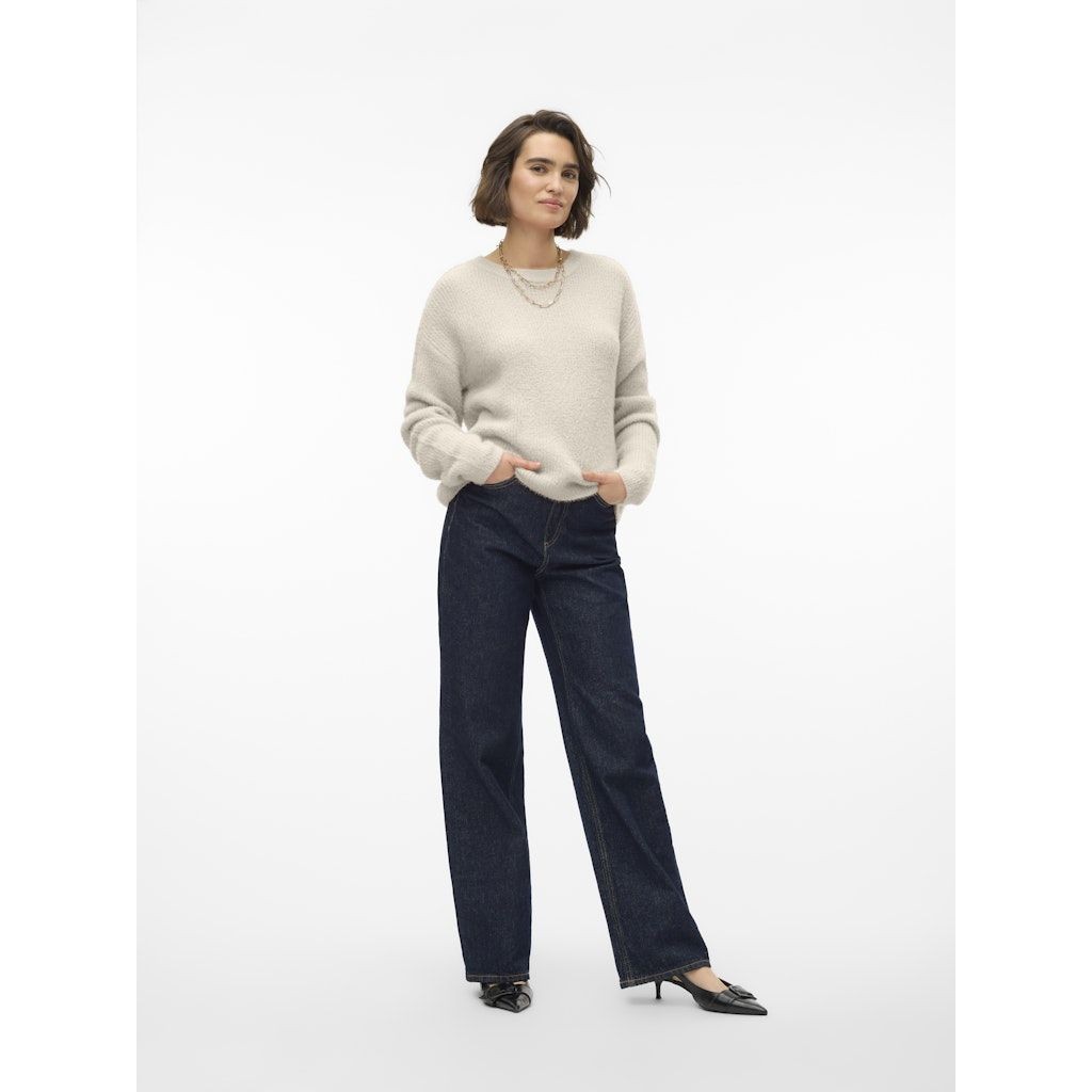 VERO MODA Megztinis moterims, Smėlio, Puff o-neck pullover boo 5