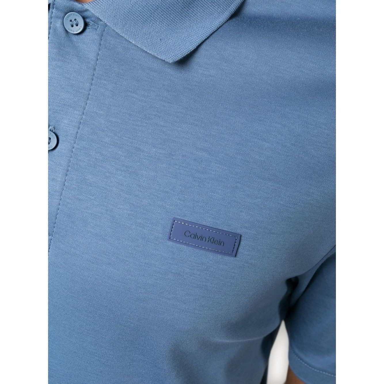 CALVIN KLEIN Polo marškiniai trumpos rank. vyrams, Mėlyna, Smooth cotton  slim polo 3