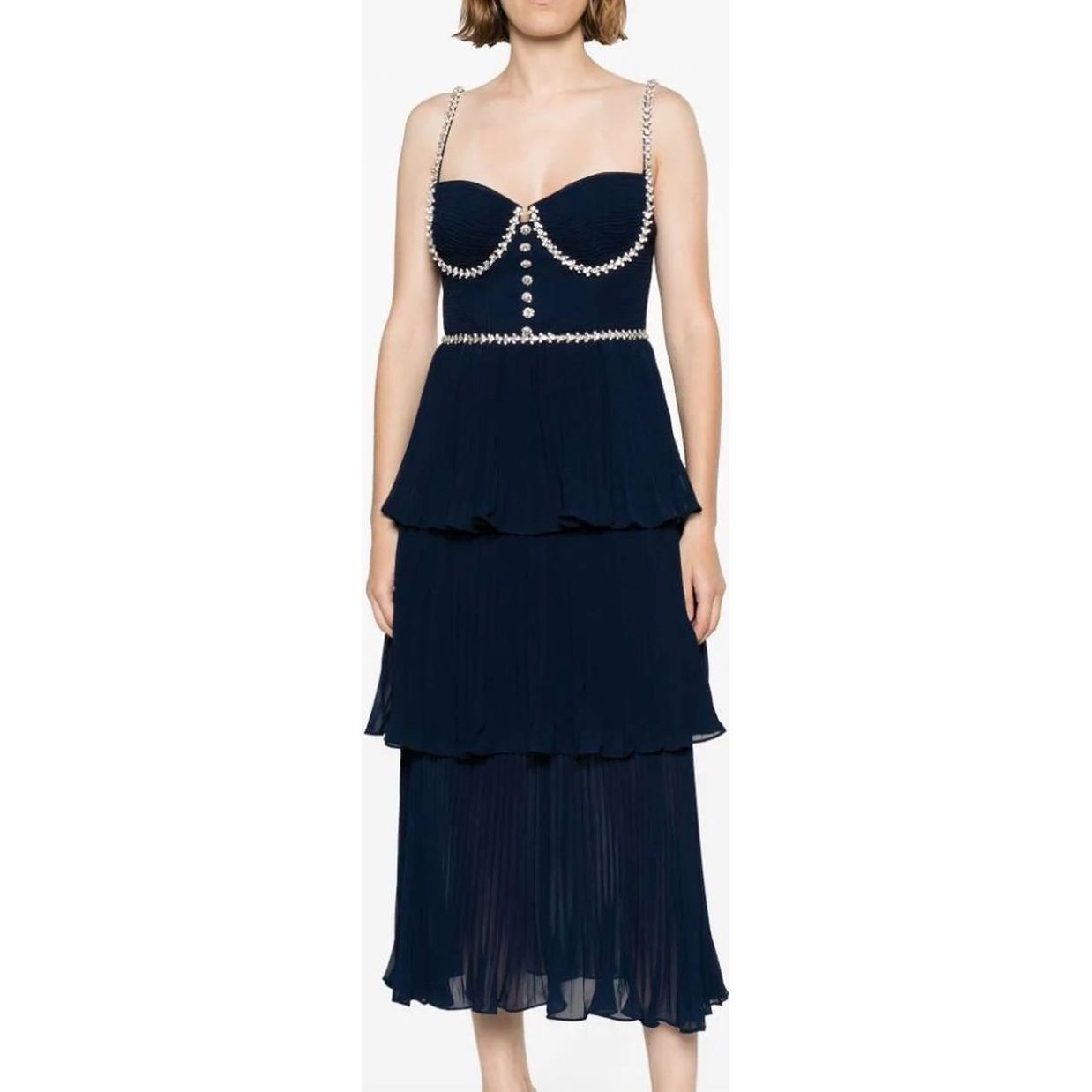 SELF PORTRAIT Midi suknelė moterims, Mėlyna, diamante chiffon midi dress 2