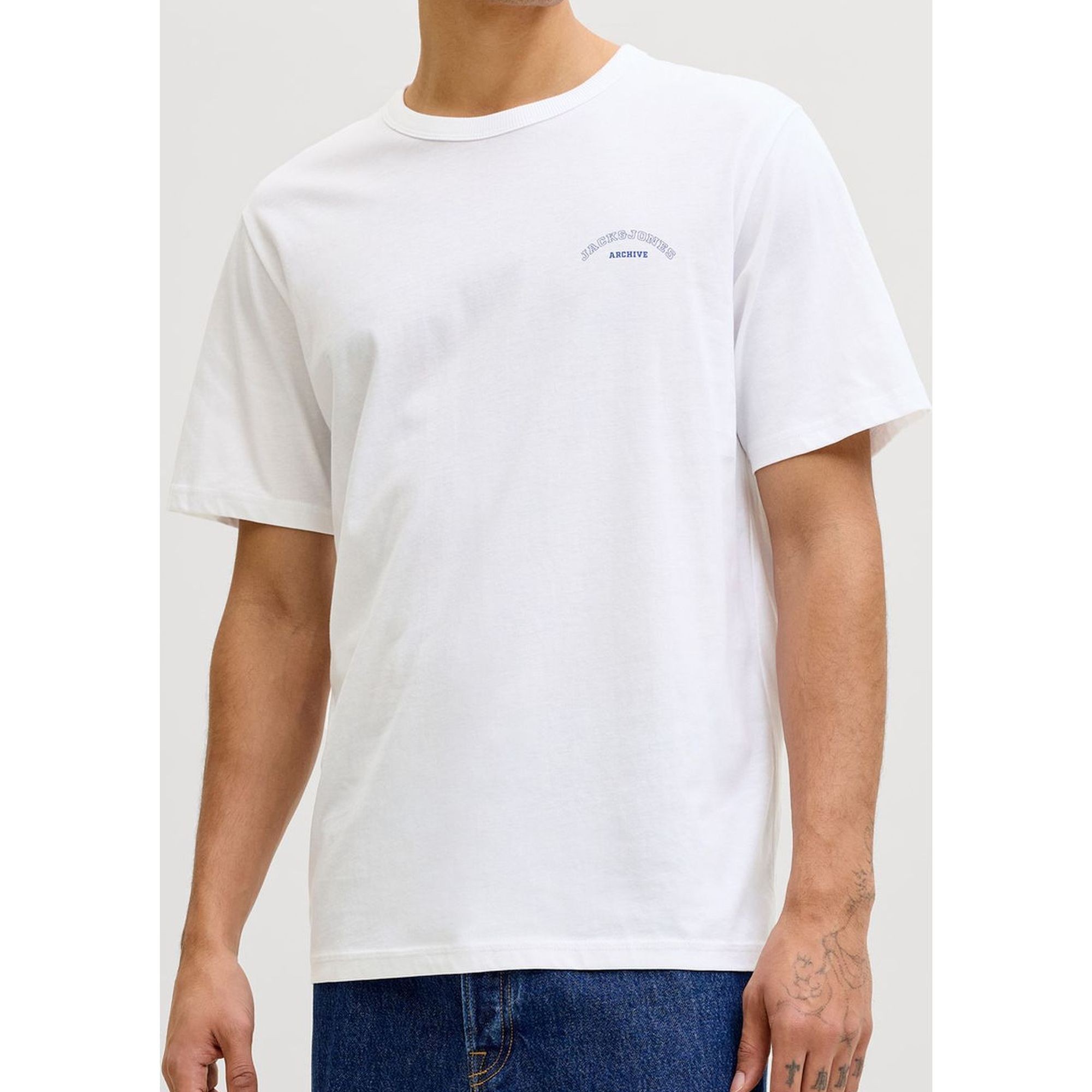 JACK & JONES Marškinėliai vyrams, Balta, College logo ss 1