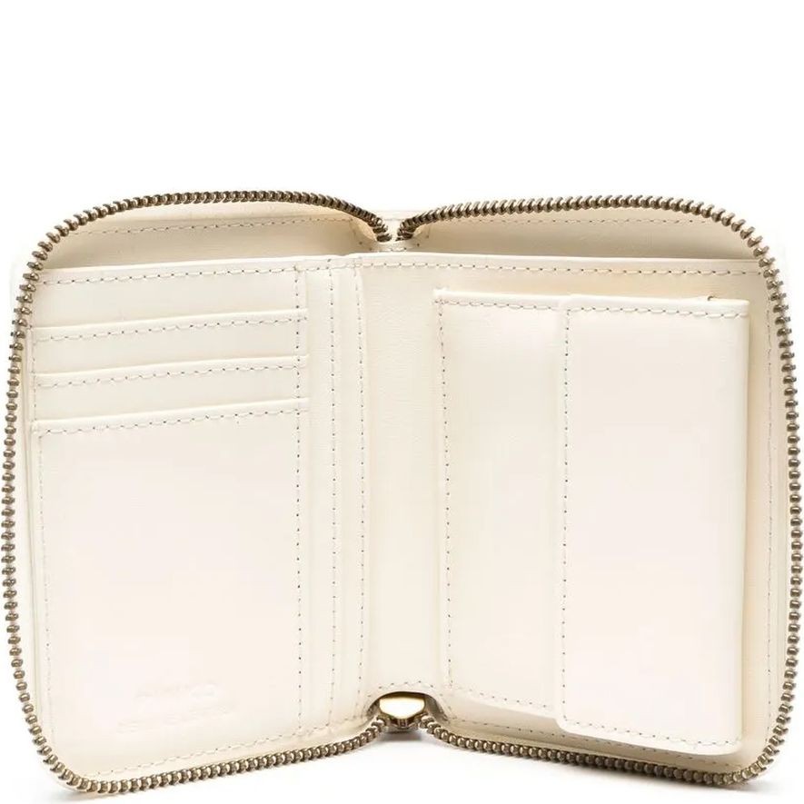 PINKO Piniginė moterims, Balta, Logo-plaque leather wallet 3