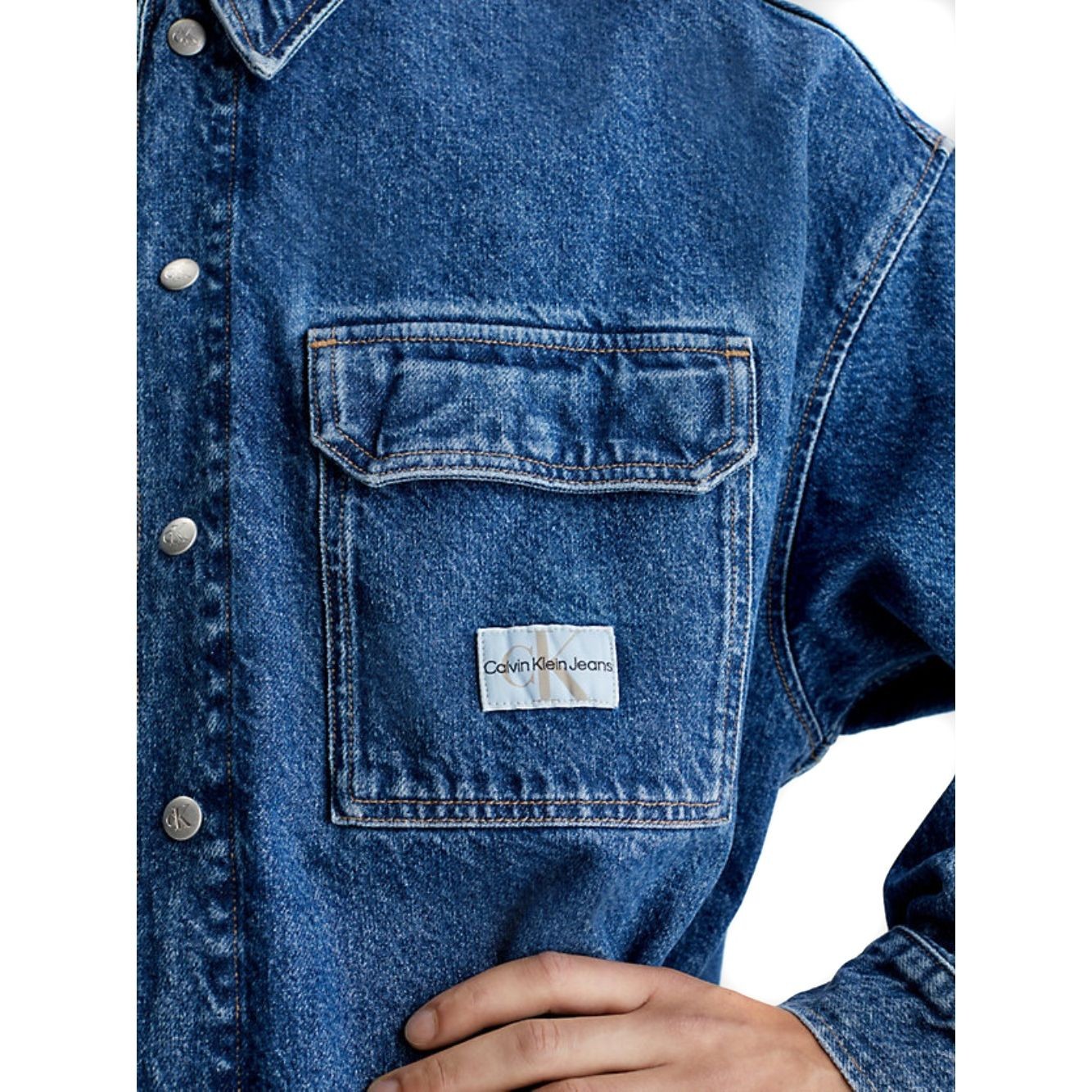 CALVIN KLEIN JEANS Marškiniai ilgomis rankovėmis vyrams, Mėlyna, Boxy loose utility shirt 3