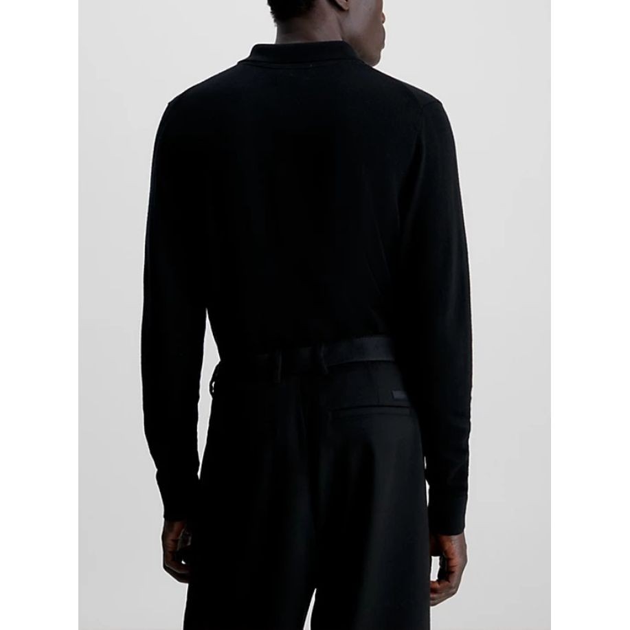 CALVIN KLEIN Sportinis nertinis vyrams, Juoda, Merino polo sweater 3